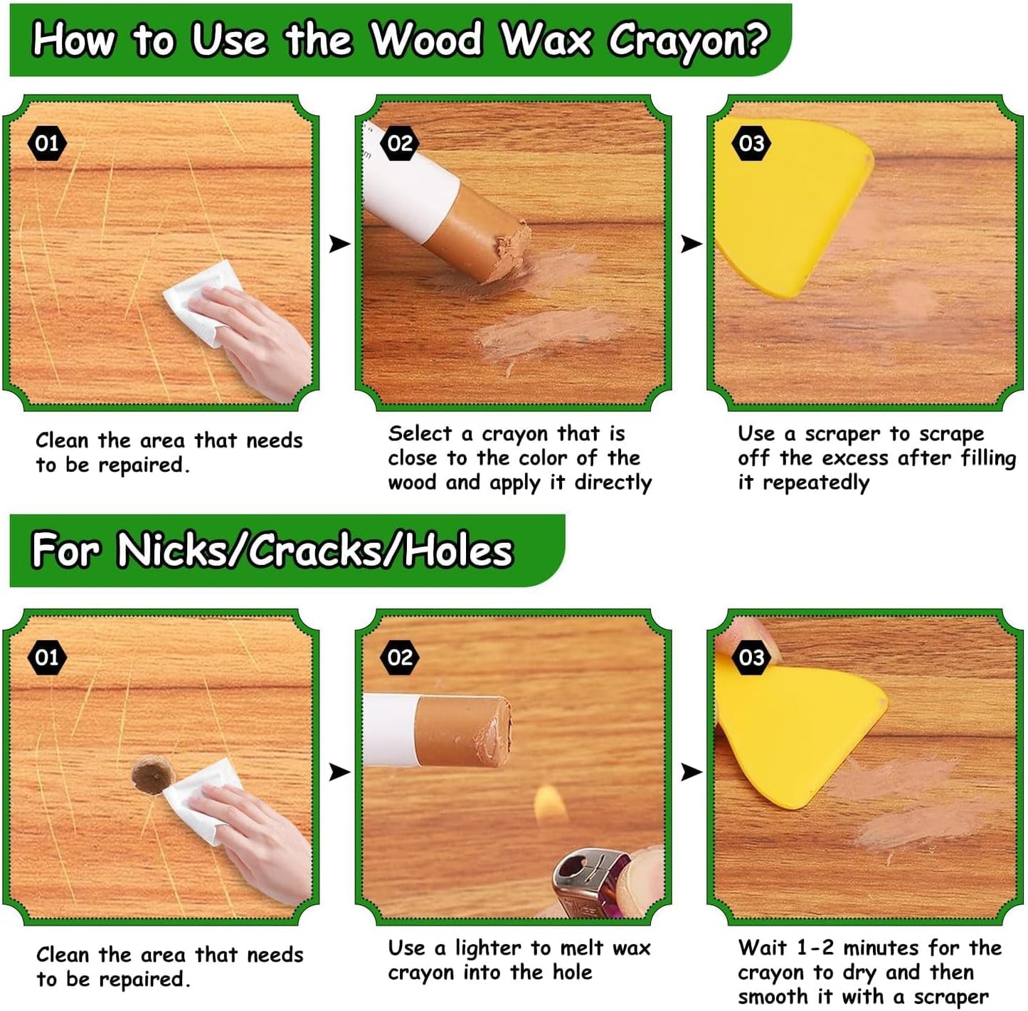 Furniture Markers Touch Up, 20 Colors Wood Filler Sticks, Wood Wax Crayons for Repairing Scratches, Scuffs, Cracks, Holes on Furniture, Floors, Cabinets, Tables, and Doors - Gray Series