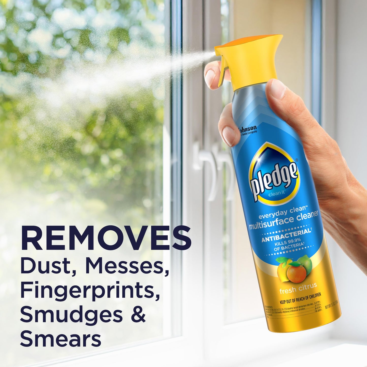 Pledge Antibacterial Multisurface Cleaner Spray, Wood Furniture, Stainless Steel, and Electronics