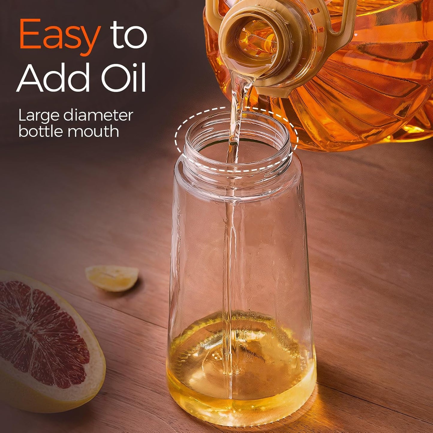 YARRAMATE 16oz/470ml Glass Olive Oil Sprayer for Cooking with Stickers, 2 in 1 Oil Dispenser for Kitchen Gadgets, Food Grade Premium Spray Bottle for Salad, Frying, BBQ (Creamy White)