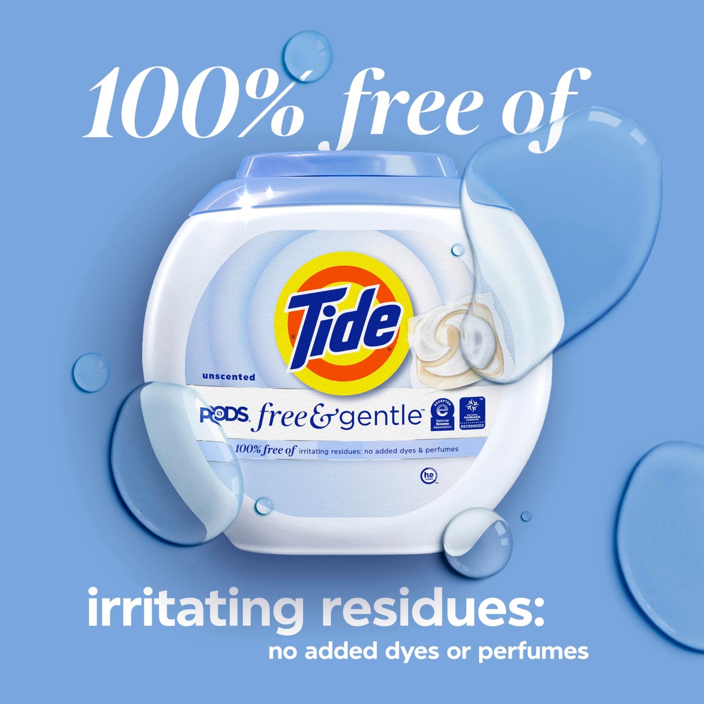 Tide PODS Free & Gentle laundry detergent, 76 ct, Trusted, gentle laundry detergent pods, 100% free