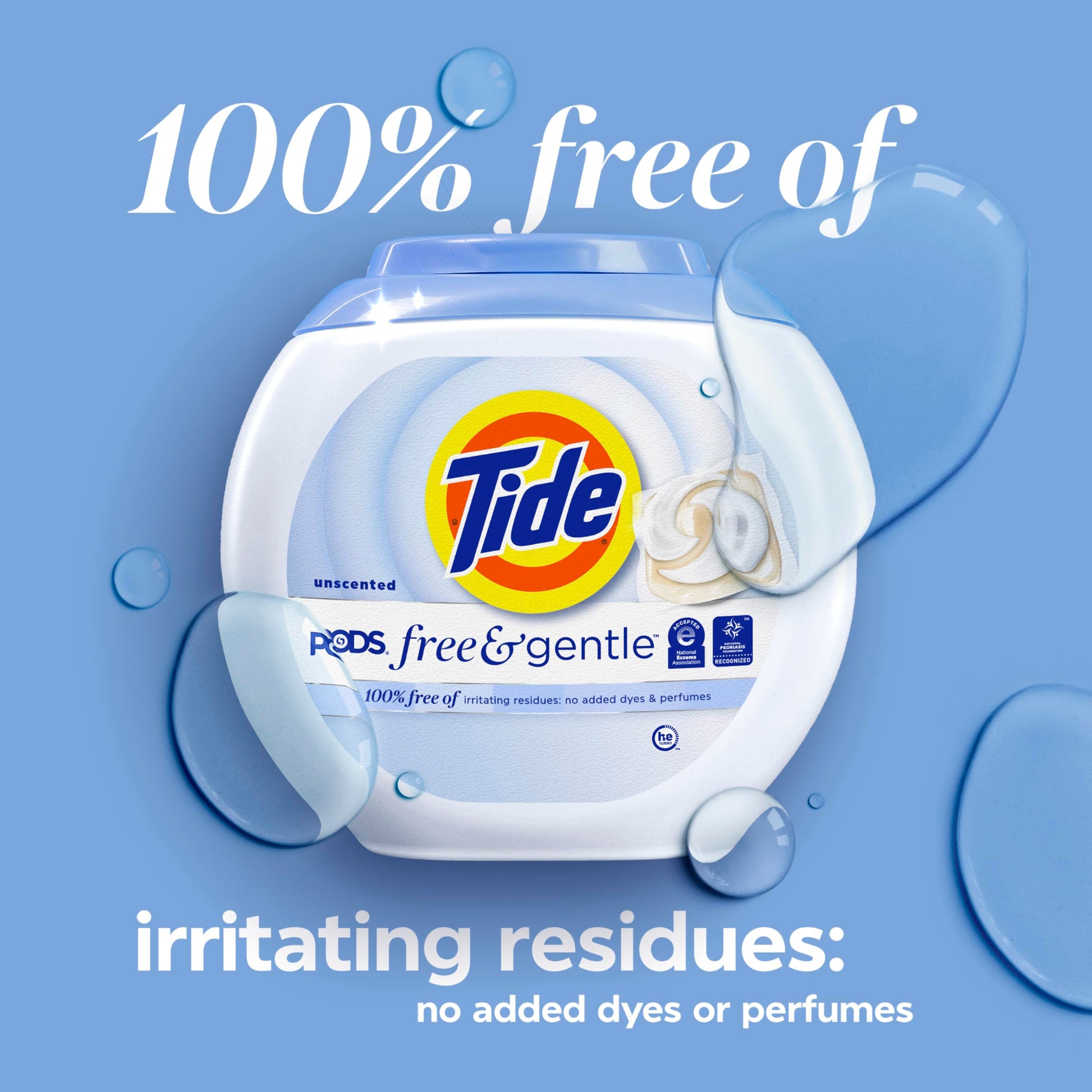 Tide PODS Free & Gentle laundry detergent, 76 ct, Trusted, gentle laundry detergent pods, 100% free