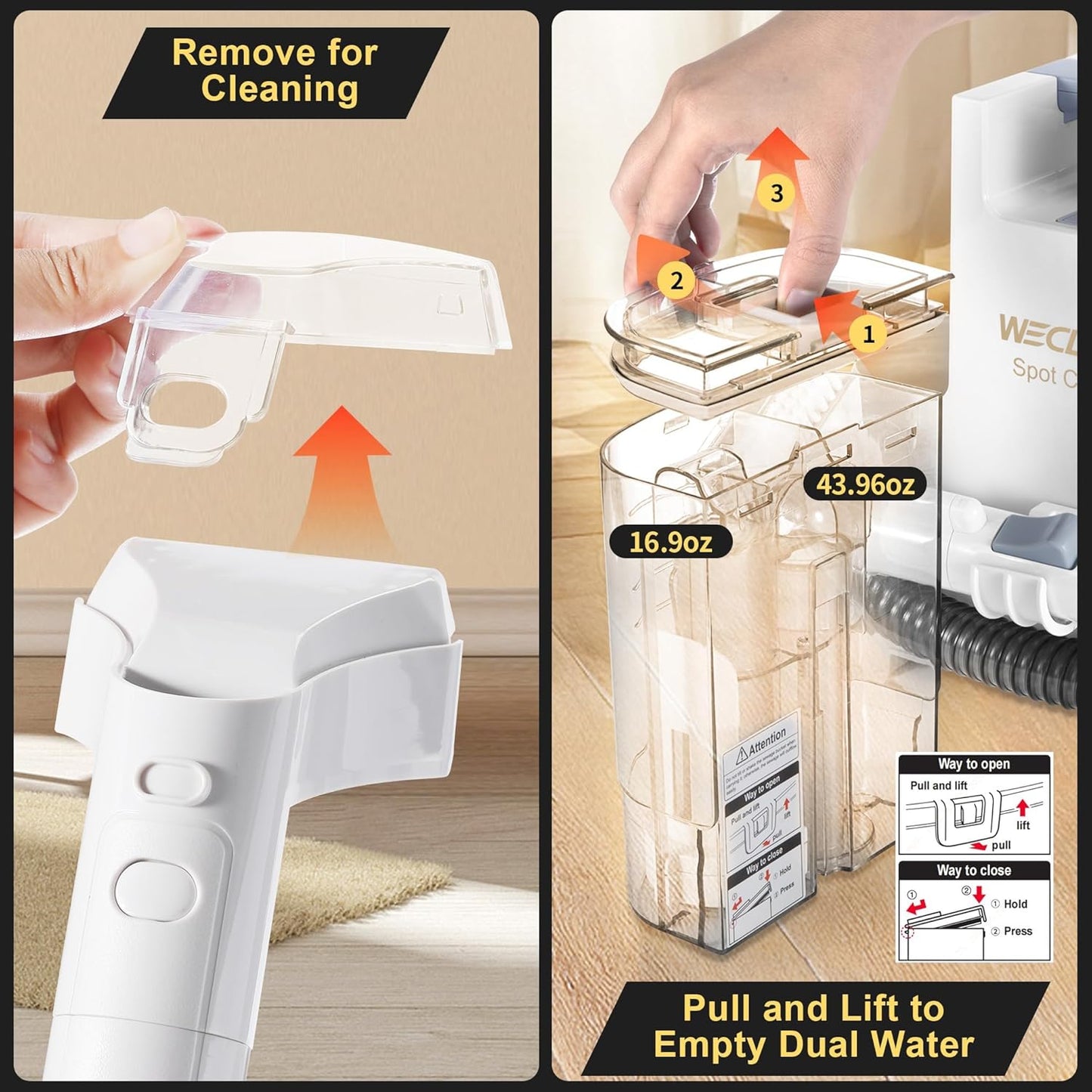 WECLEAN C1 Portable Extractor for Couch and Carpet Cleaner Upholstery Cleaner for Deep Cleaning