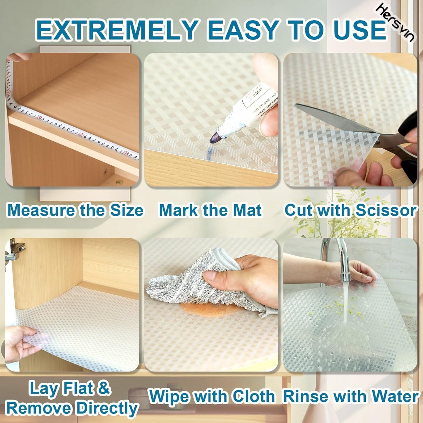 Shelf Liners 16 in x 20 ft EVA Drawer Mats, Non-Adhesive Cupboard Protector, Kitchen Cabinet Lining Fridge Liner (Clear Crossed Stripe, 40.7x610cm)