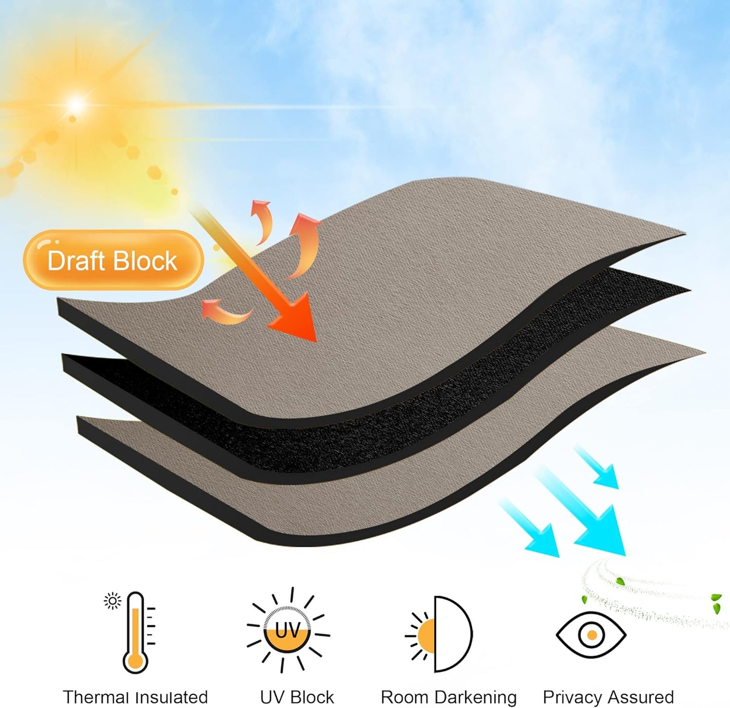 RYB HOME 45 inch Curtains for Kitchen Room Darkening Privacy Mini Curtain for RV Camper Bathroom Small Window, Width 29 x Length 45 inch, 2 Panels Set, Sand