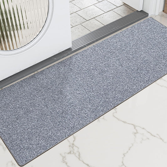 LUMI Ultra Thin Door Mat for Entryway,18"x59" Low Profile Non Slip Rubber Backing Indoor Doormat, Easy Clean Welcome Entrance Mat for Inside House, Patio,Light Grey