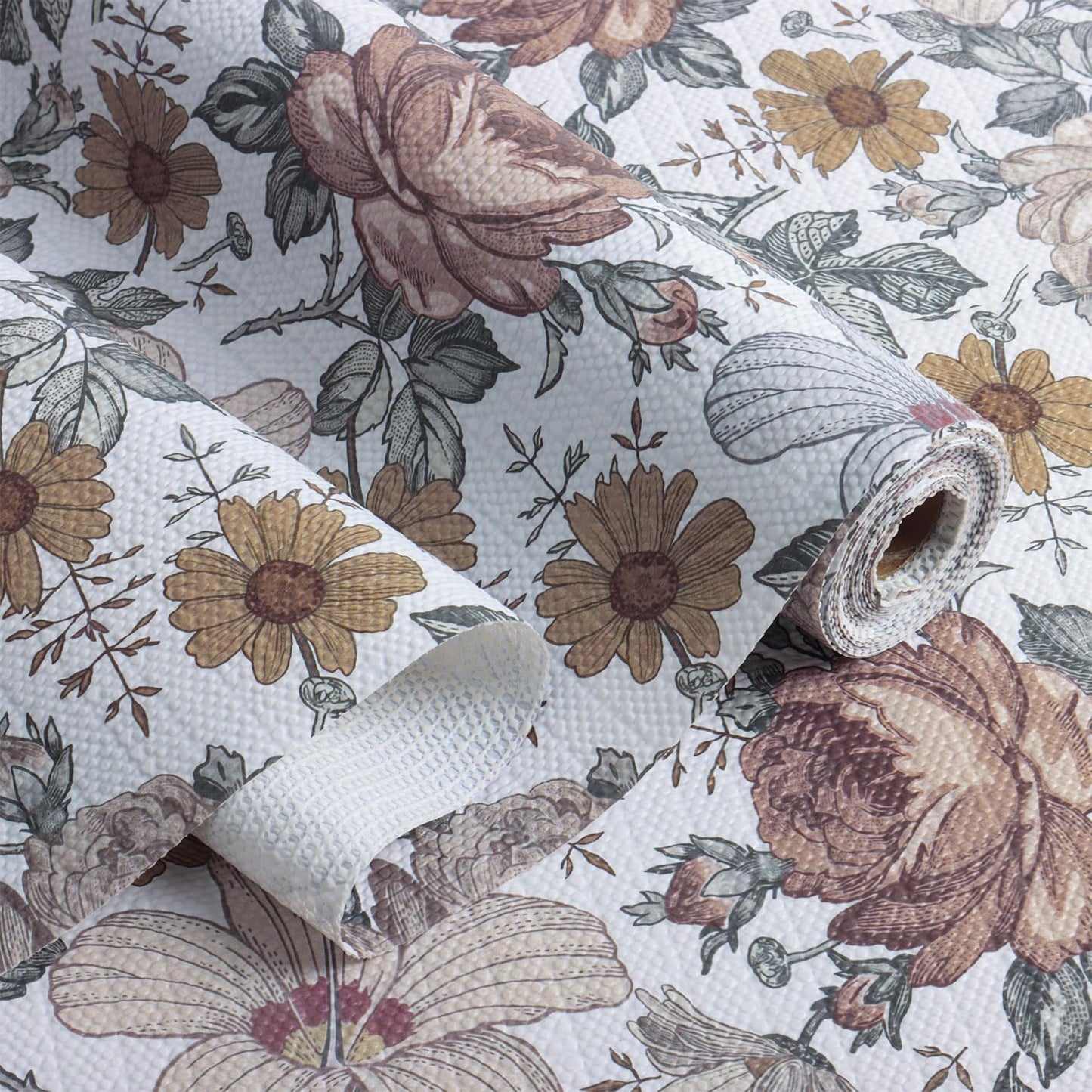 Floral Drawer Shelf Liners, 16IN x 10FT Non Adhesive and Strong Non-Slip Cabinet Drawer Shelf Liners for Kitchen Wire Fridge, Waterproof Shelf Liner,Easy to Clean