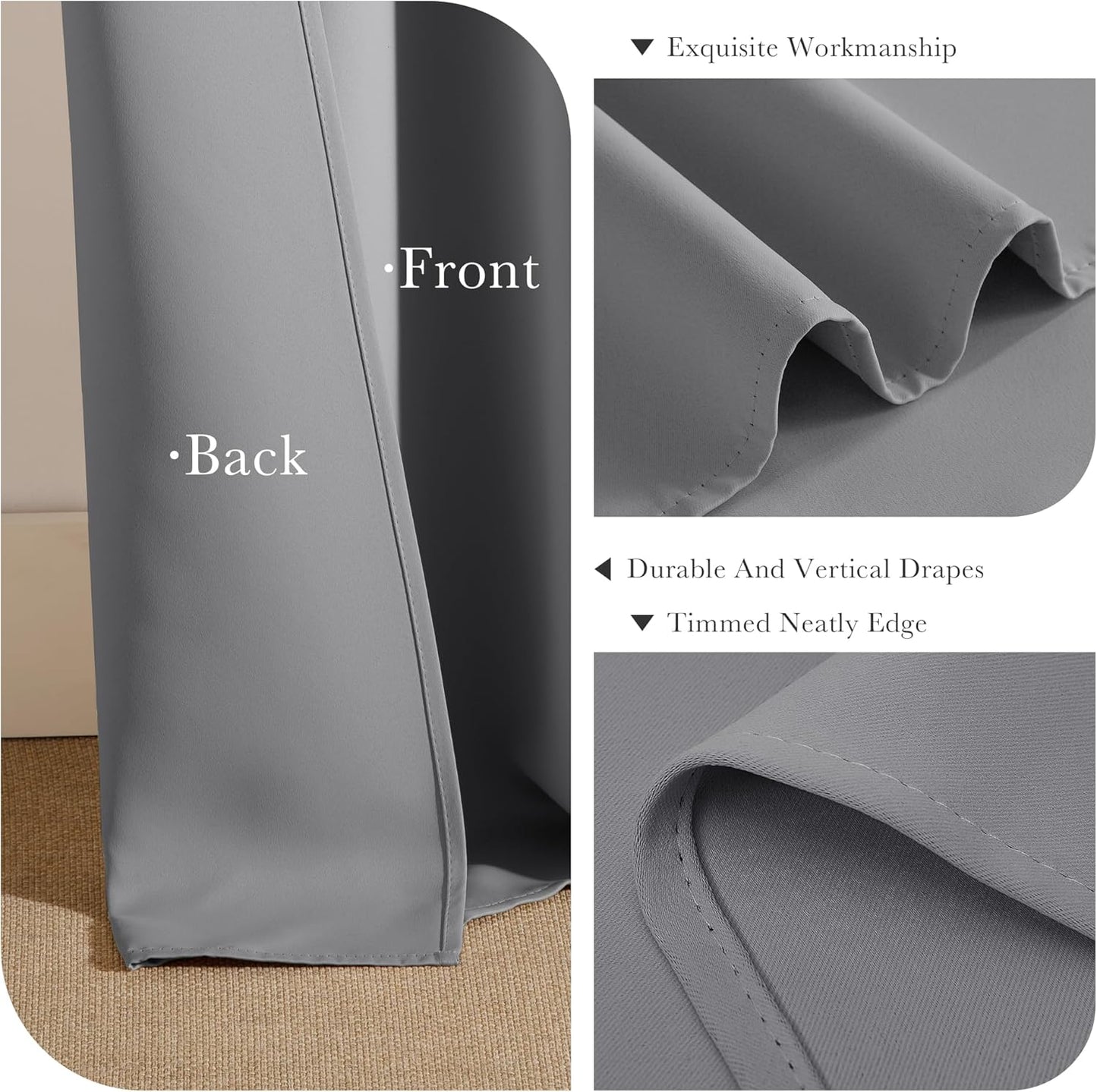 PONY DANCE Black Out Curtains for Bedroom 54 inch Length 2 Panels Set, Thermal Insulated Room Darkening Window Drapes for Living Room, Grommet Top (W34 x L54 Inch, Sliver Grey)