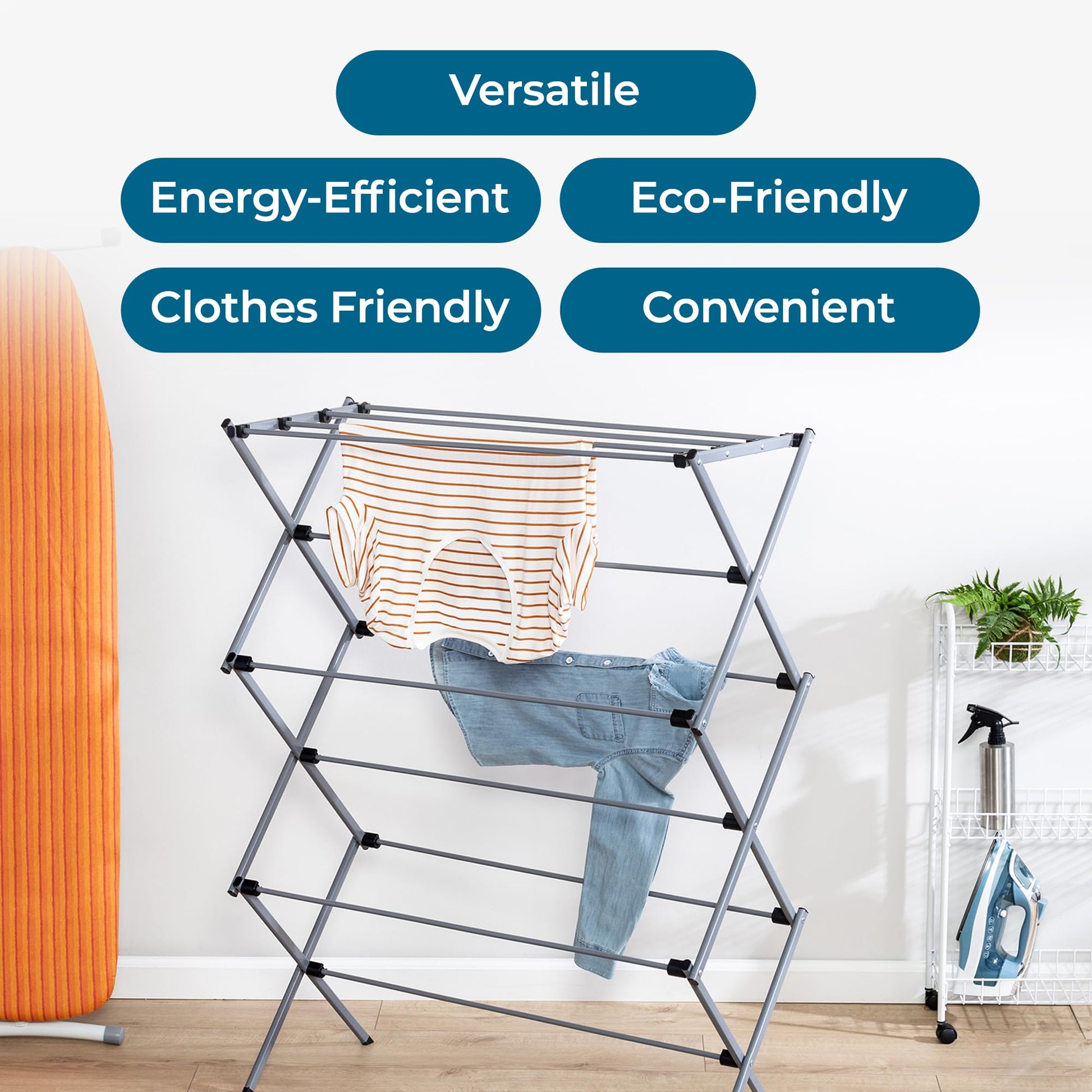Honey-Can-Do Oversized Collapsible Clothes Drying Rack, 35", 50 lb, Grey
