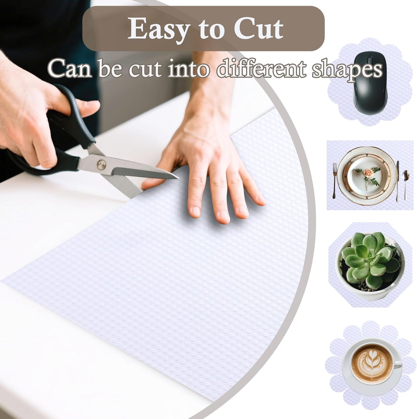 Cabinet Shelf Liner 11 Inch Wide X 20 Ft Non-Slip Kitchen Drawer Liners Waterproof & Oil-Proof Drawer Liners for Cupboard Pantry Non Adhesive Refrigerator Shelf Liner Strong Grip Cabinet Mat (White)