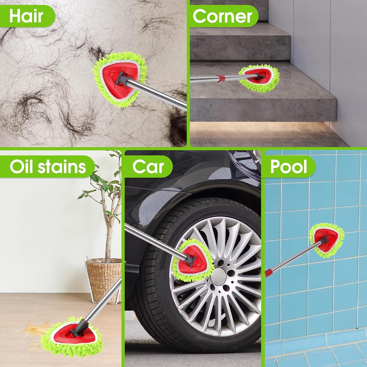 Chenille Mop Heads Replacements 4 Pcs & 1 Base Set for Ocedar Easywring 1-Tank System,Reusable Microfiber Spin Mop Replacement Head for Floor Cleaning and Tile