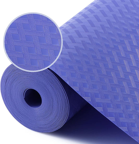 Shelf Liners for Kitchen Cabinets Refrigerator Liners Waterproof Kitchen Cupboard Liner Non Adhesive Drawer Mats EVA Material Fridge Liner for Shelves - Blue 17.5 x 393.7 Inches