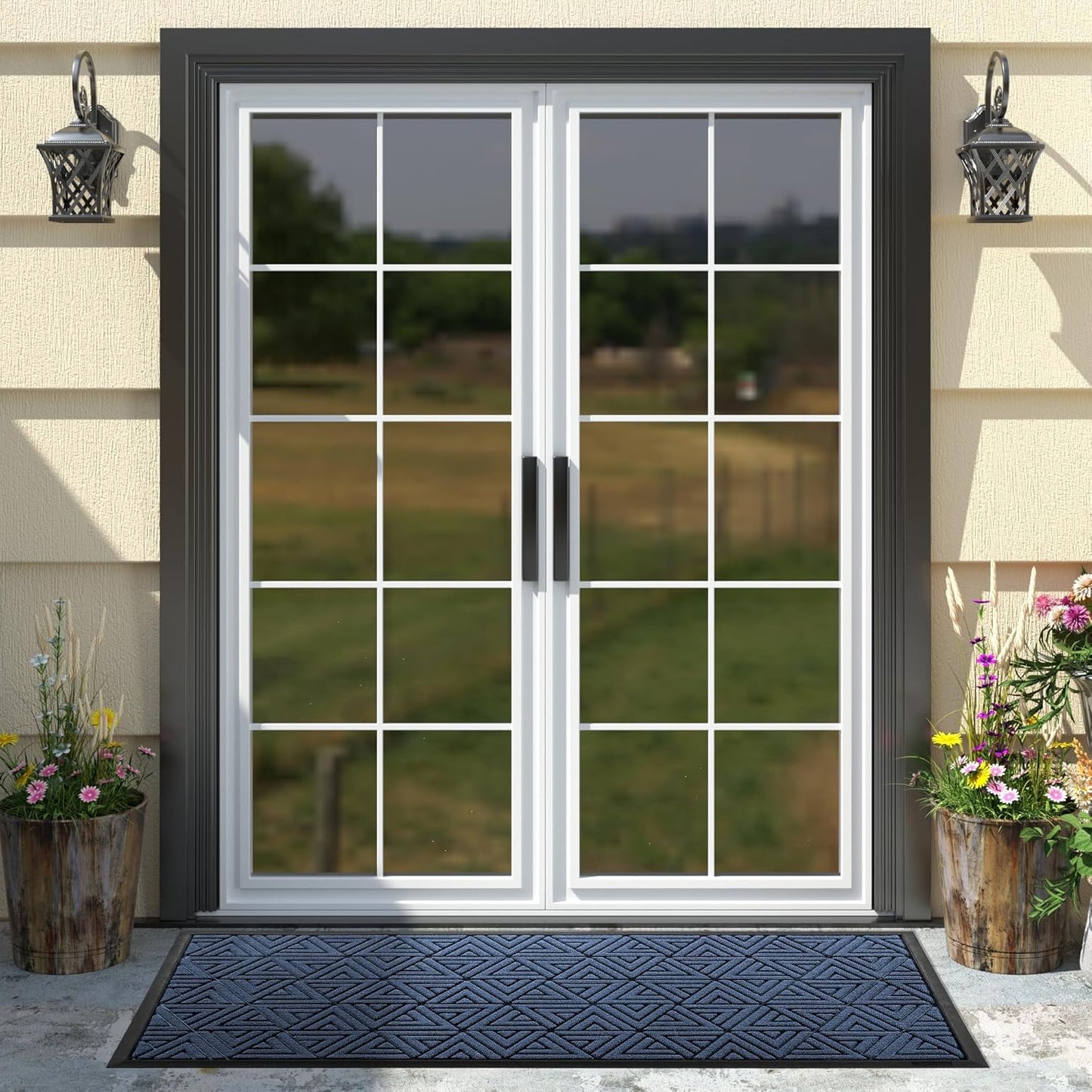 Yimobra Large Door Mat 47x24, All-Weather Waterproof Non-Slip Welcome Matt Outdoor, Heavy Duty Non Slip Doormat for Entryway for Patio and Garage Indoor, Easy Clean, Blue