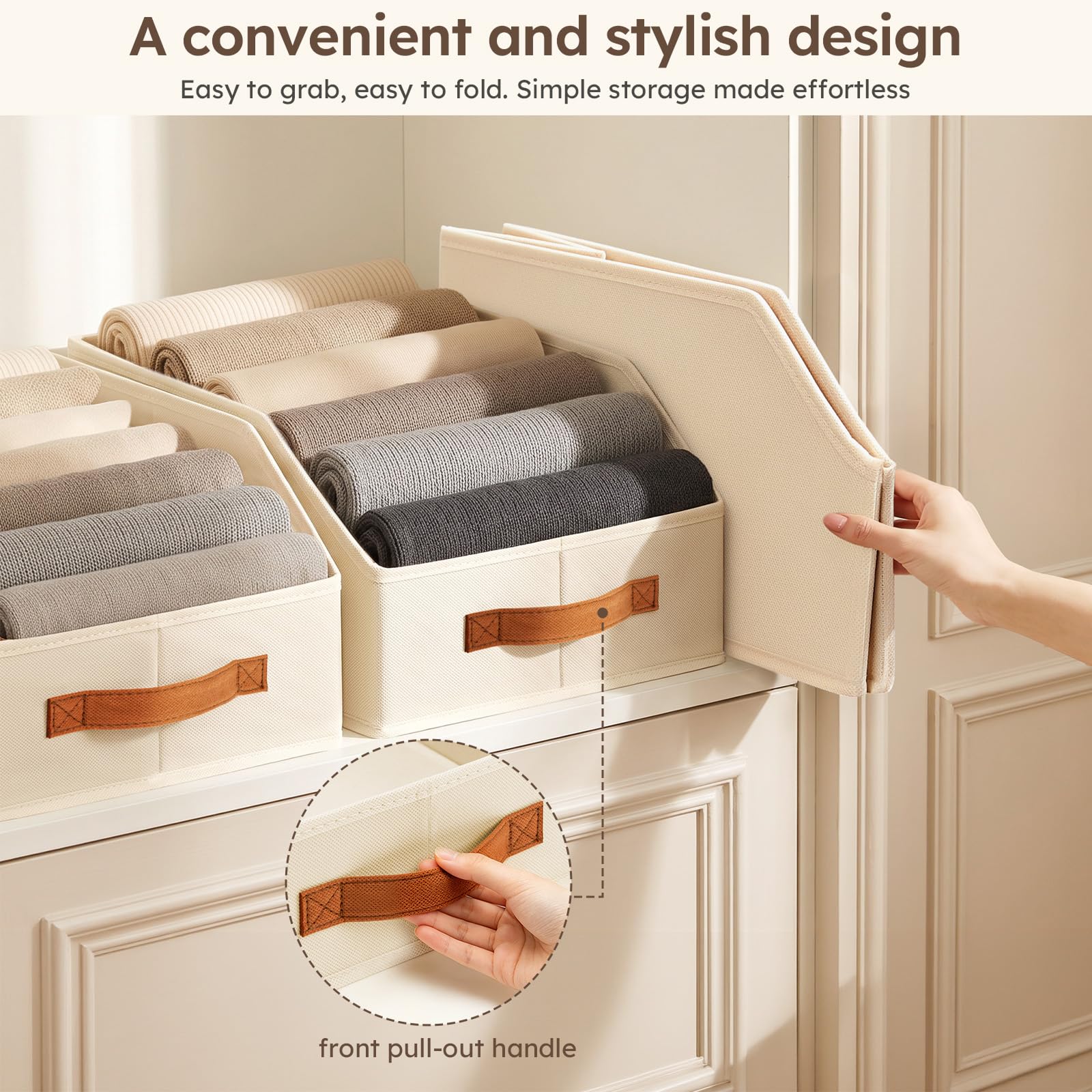 Homsorout Fabric Storage Bins for Organizing - 6 Pack Large Trapezoid Collapsible Storage Bins with