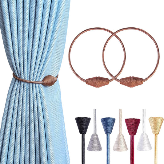 2 PCS Magnetic Curtain Tiebacks, European Style Convenient Drape Tie Backs Holdbacks for Thin or