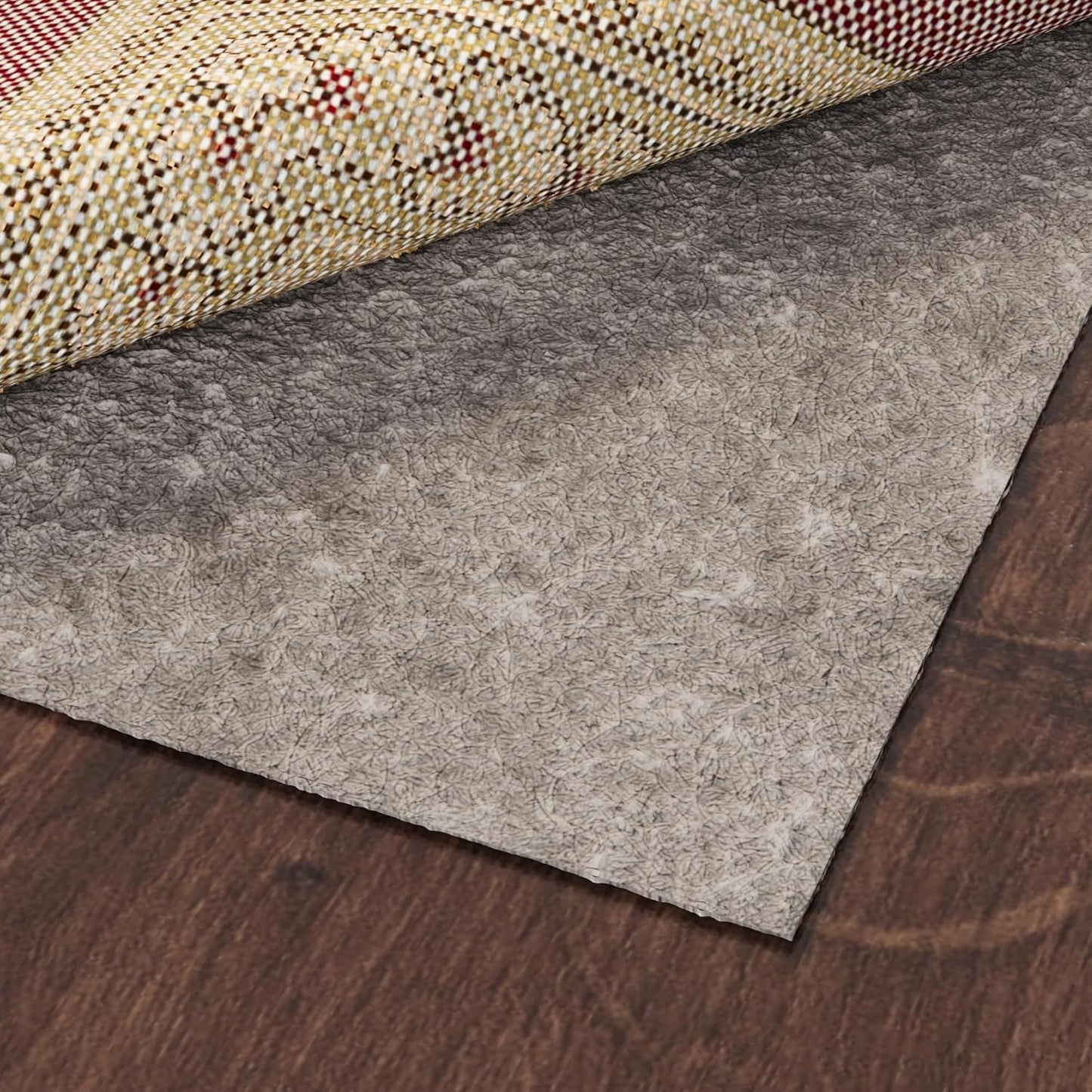 Ottomanson 7' x 8' Non-Slip Rug Pad Gripper 1/4 Inch Thick Dual Surface Felt + Rubber Gripper - Safe for All Floors, Brown
