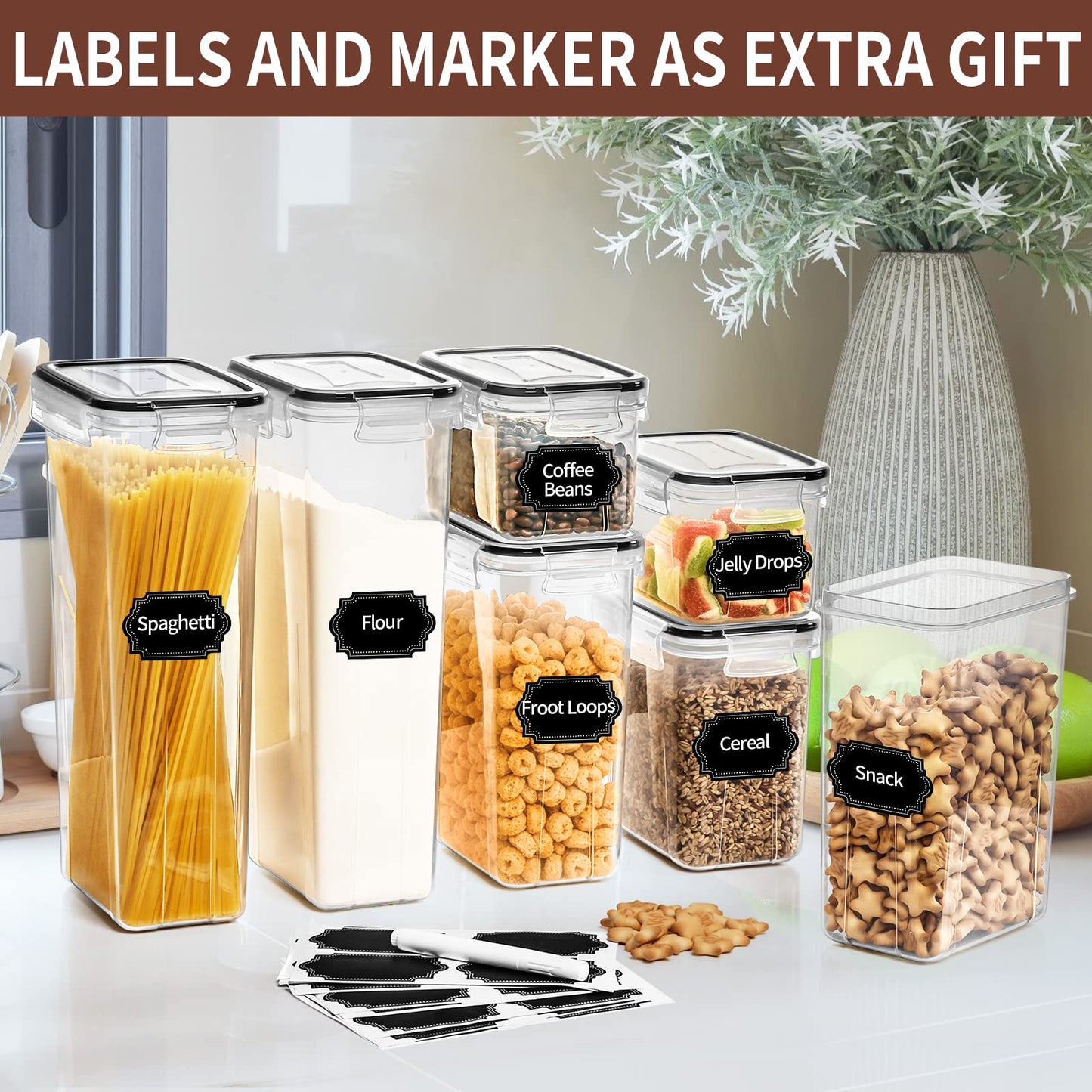 PRAKI Airtight Food Storage Containers Set with Lids - 24 PCS, BPA Free Kitchen and Pantry