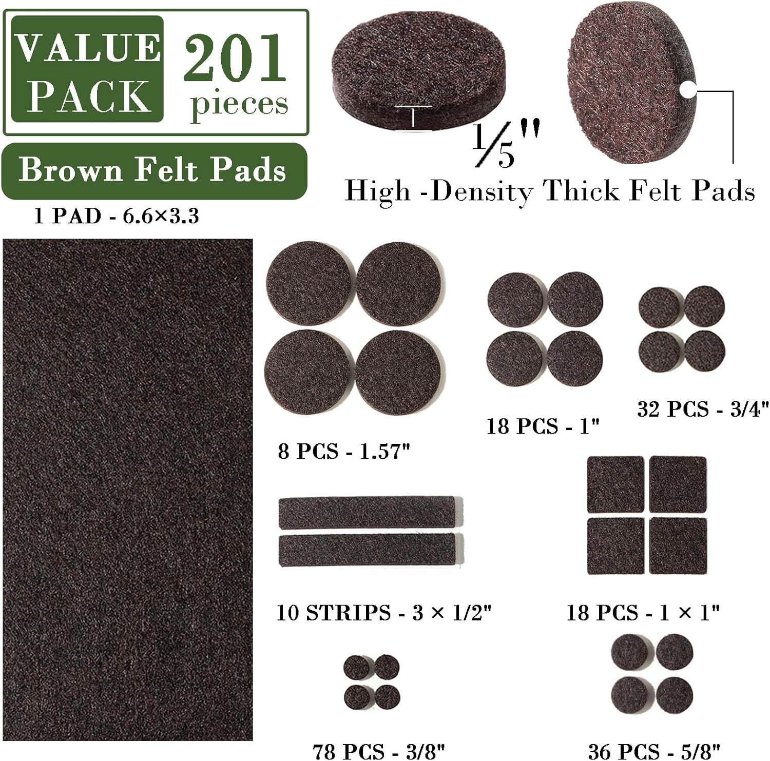 Fursafe&Q Felt Furniture Pads for Hardwood Floors -Self Adhesive Felt Chair Leg Pads，Furniture Feet