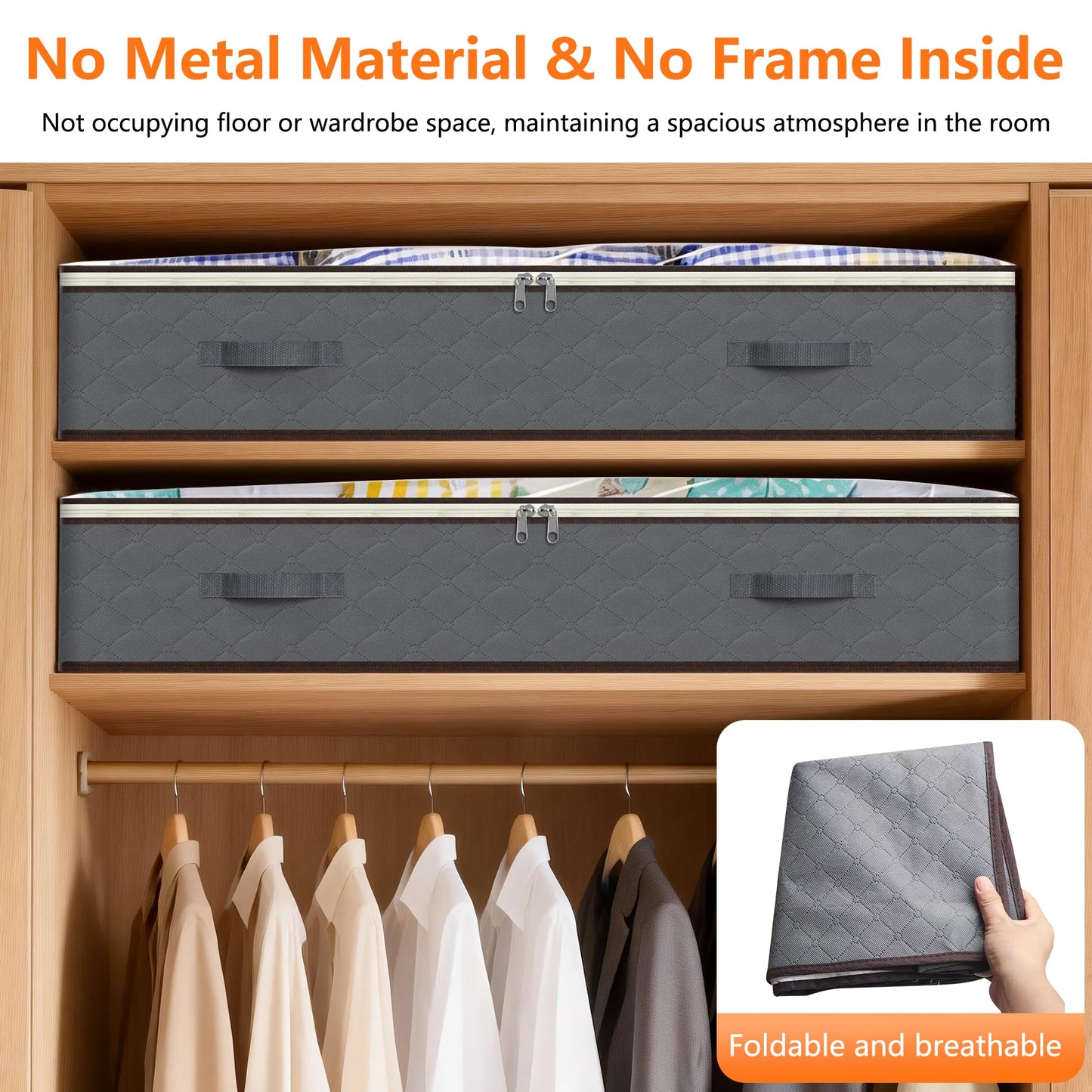 90L Under Bed Storage Containers,4-Pack Closet Organizer Storage Bins ,Grey
