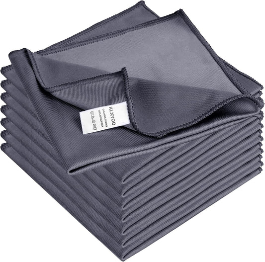KLNYOO Microfiber Glass Cleaning Cloths Lint Free Streak Free Quickly and Easily Clean Windows & Mirrors Without Chemicals Polishing Cloth 16x16 Inch 8 Pack (Grey)