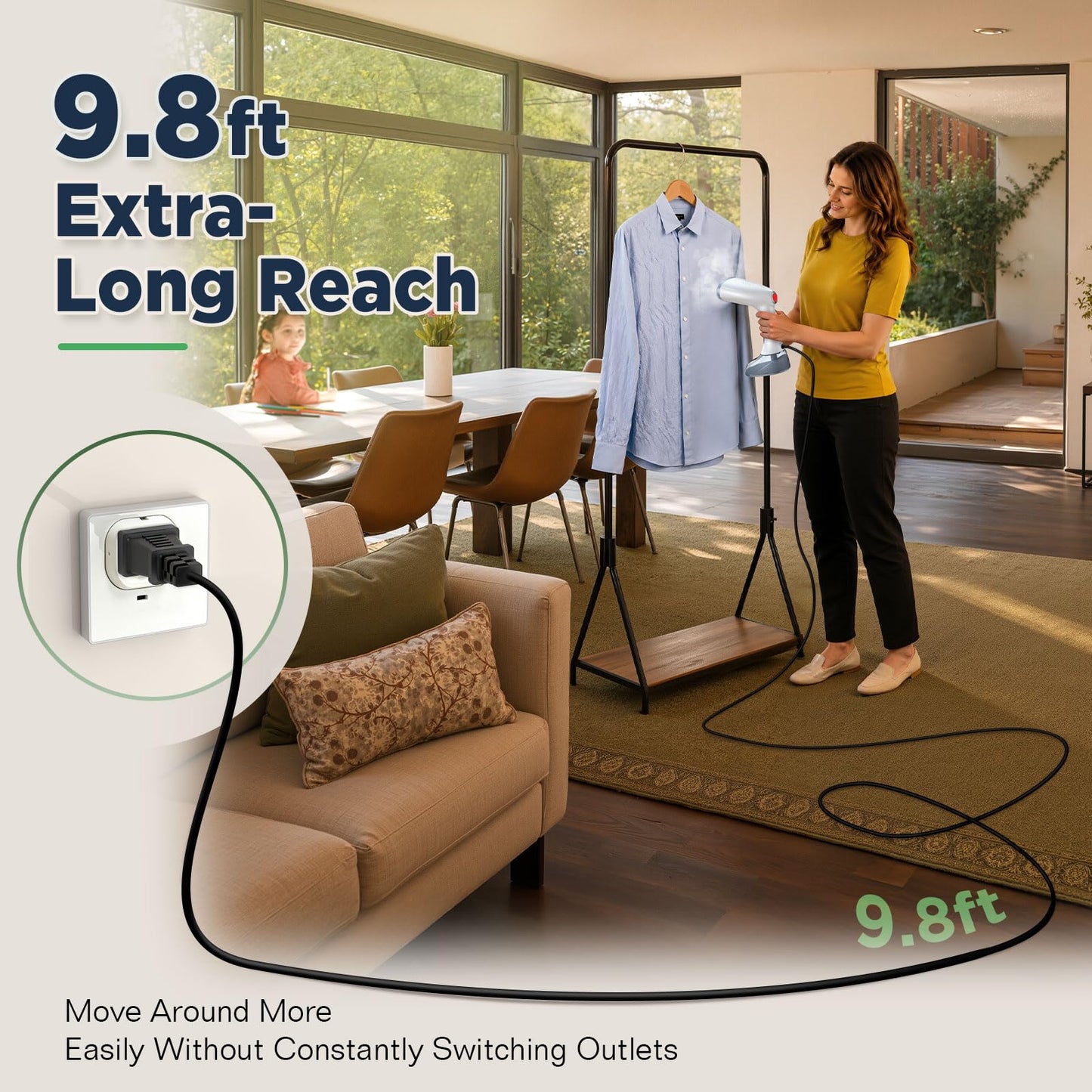Steamer for Clothes, 1800W Clothes Steamer Handheld Garment Steamer with 3 Steam Settings, 380ml