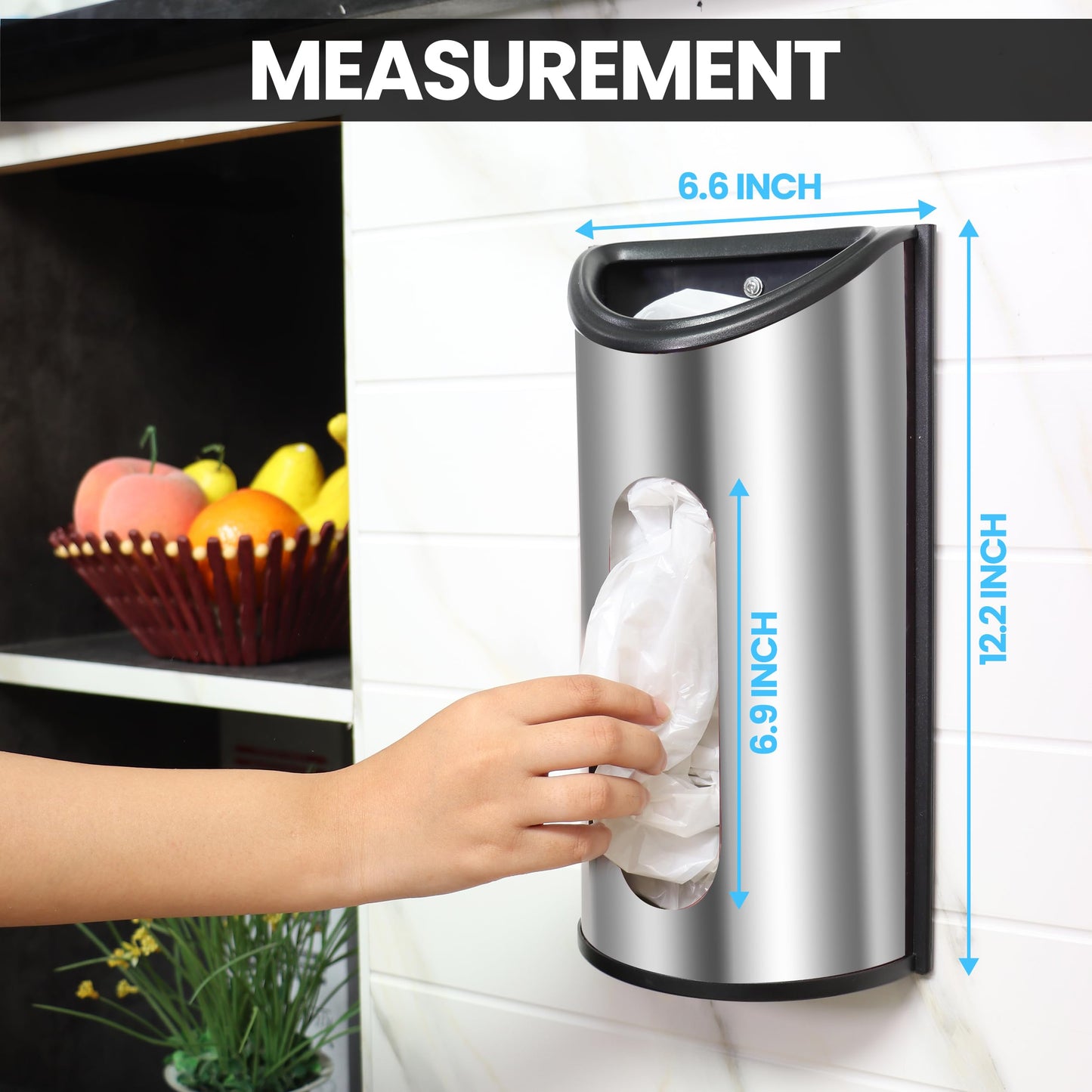 Utopia Kitchen Wall-Mounted Stainless Steel Grocery Bag Holder, Silver