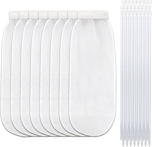 32-Piece Lint Trap and Cable Ties Set for Washing Machine, Includes 8 Nylon Mesh Lint Traps and 24 Cable Ties, Easy and Effective Lint Filtration (White)