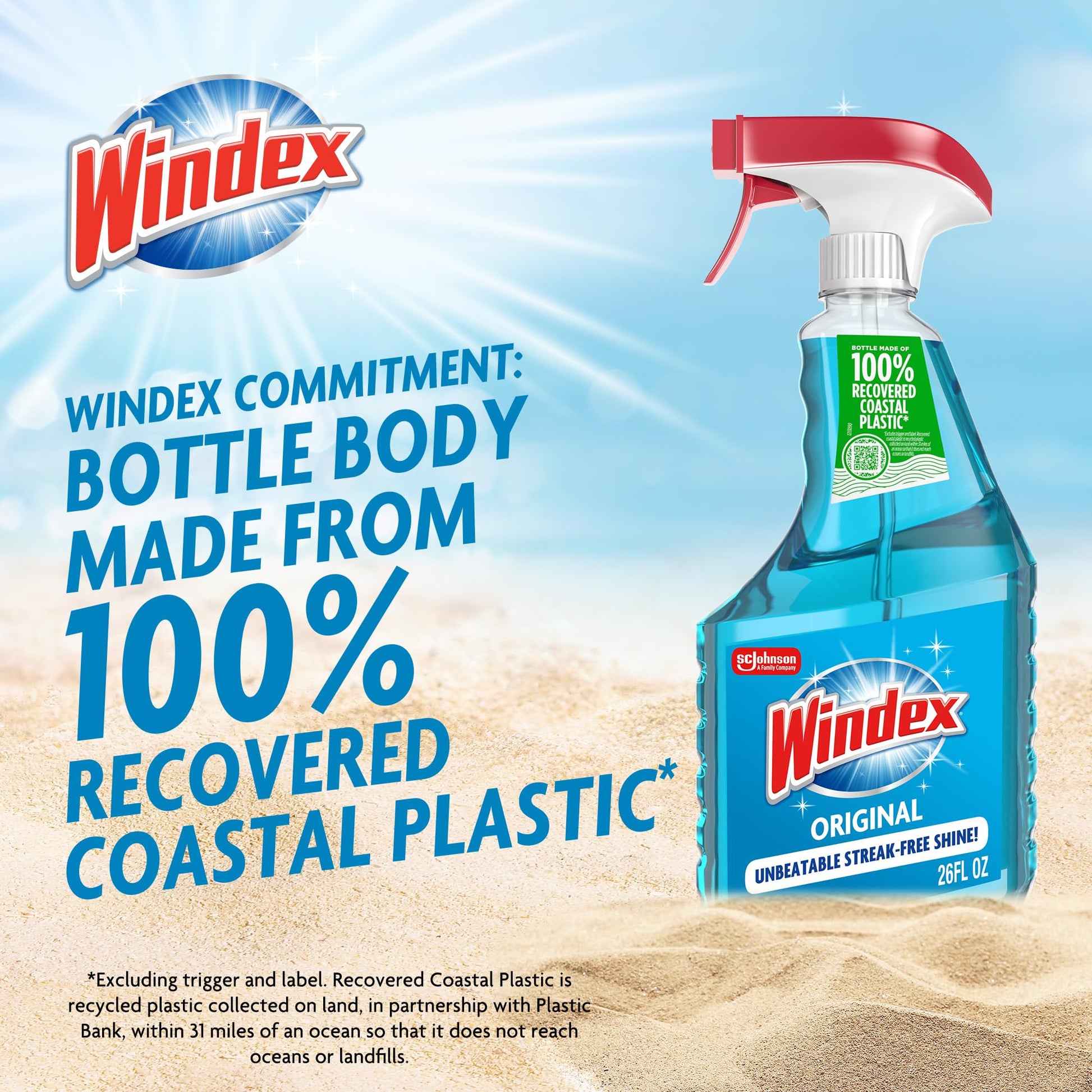 Windex Glass and Window Cleaner Spray Bottle, Packaging Designed to Prevent Leakage and Breaking