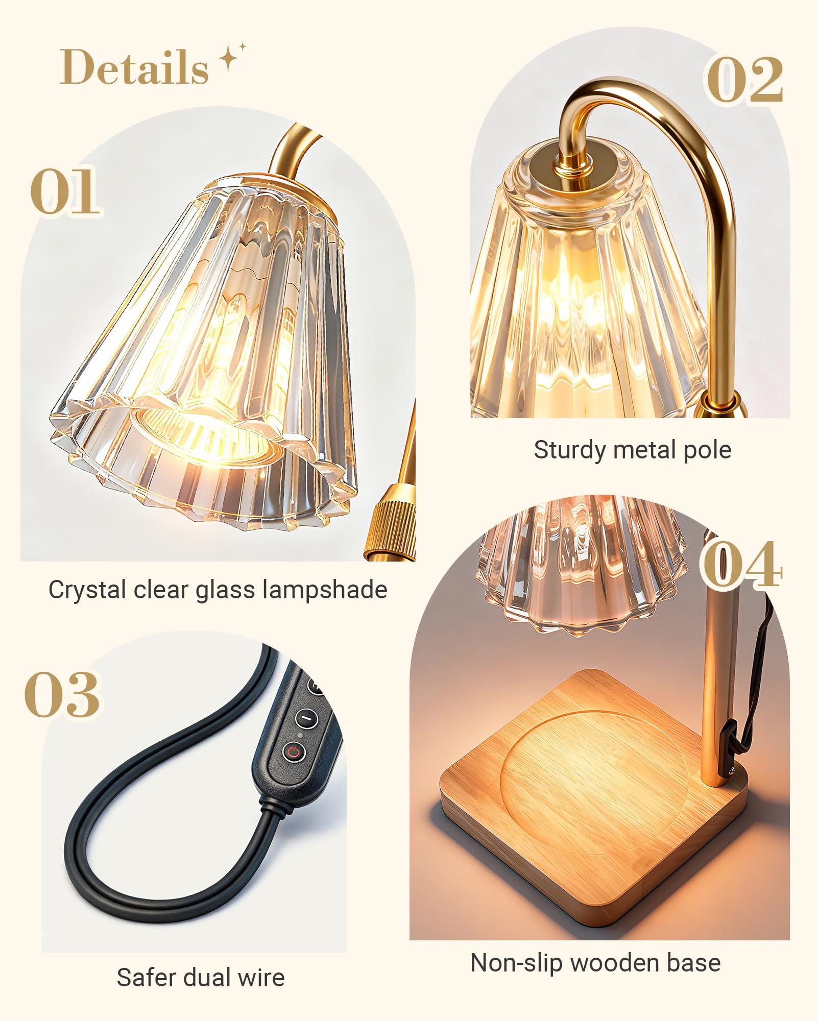 Marycele Candle Warmer Lamp with Timer & Dimmer, Gifts for Mom Office Decor
