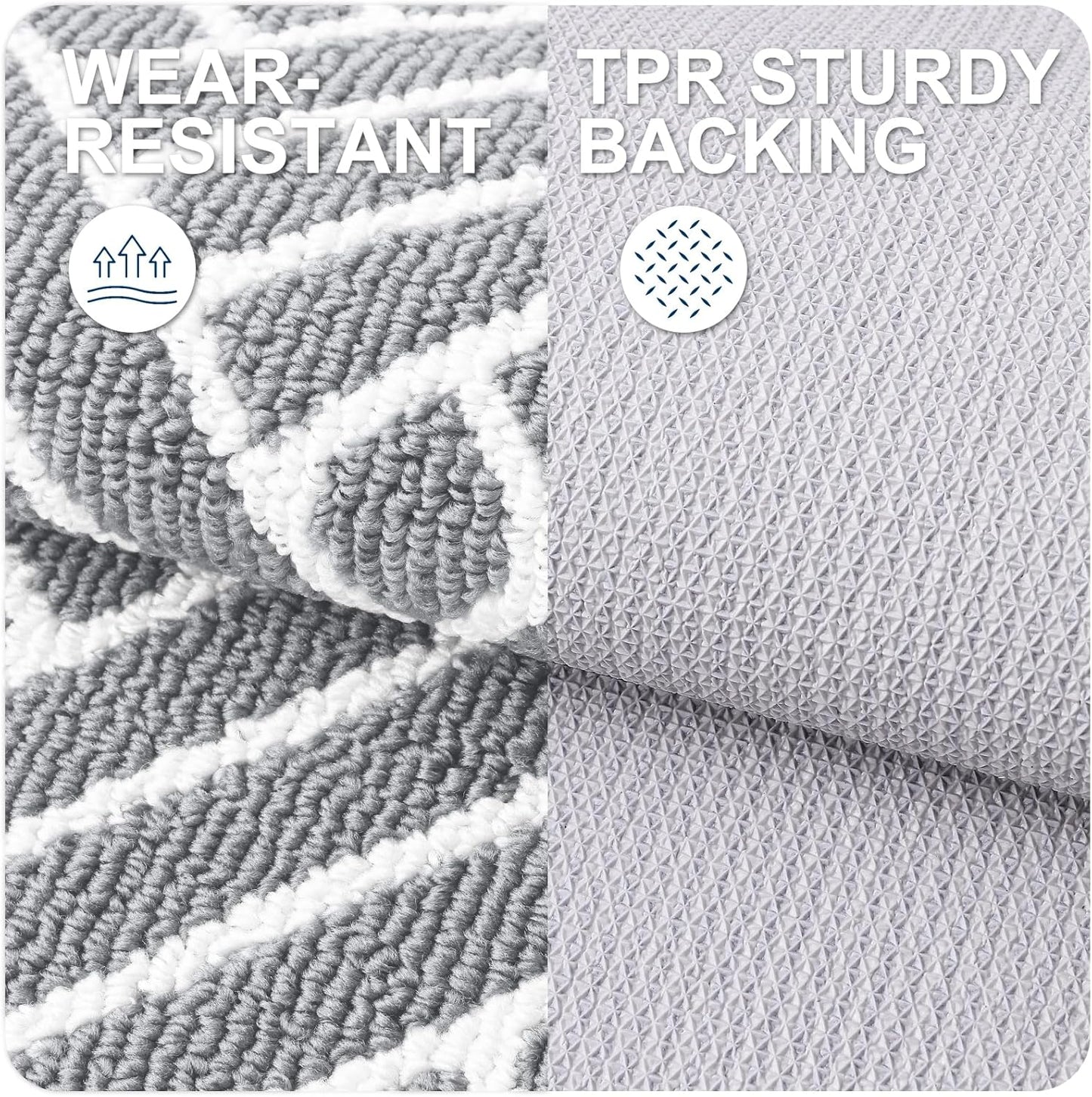 OLANLY Indoor Door Mat, 36x24 Inch, Dirt Resistant and Absorbent, Non-Slip Rubber Backing Floor Mats, Easy Clean Low-Profile Doormat for Entryway, Front Door, and Inside Entrance, Light Grey