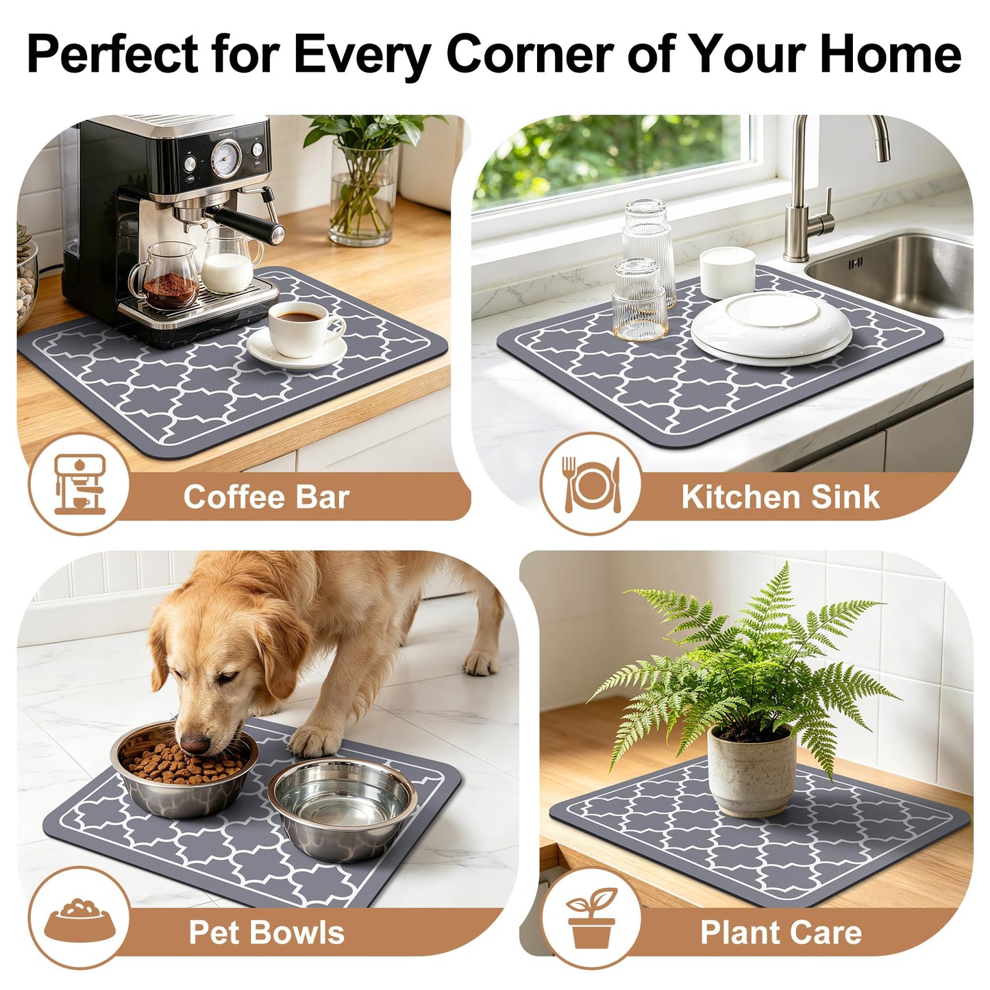 Dish Drying Mat Absorbent Dish Drying Mats for Kitchen Counter 15"x 18"