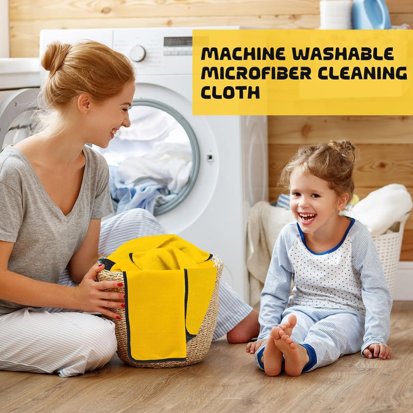 Tallew 60 Pcs Microfiber Towels 16 Inch x 16 Inch Microfiber Cloth Car Drying Towels for Cars Washing Polishing Office Windows Cleaning Household Supplies (Yellow)