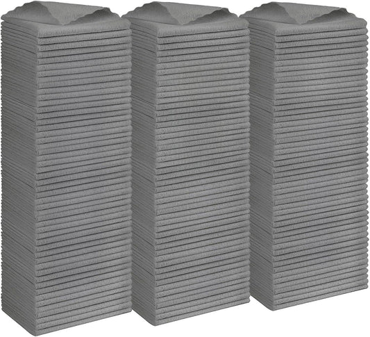 Orighty Grey Microfiber Cleaning Cloth, 150 Pack Highly Absorbent Cleaning Supplies, Lint Free Kitchen Towels Cleaning Rags, Microfiber Towels for Cars, House, Window, 12x12 inch