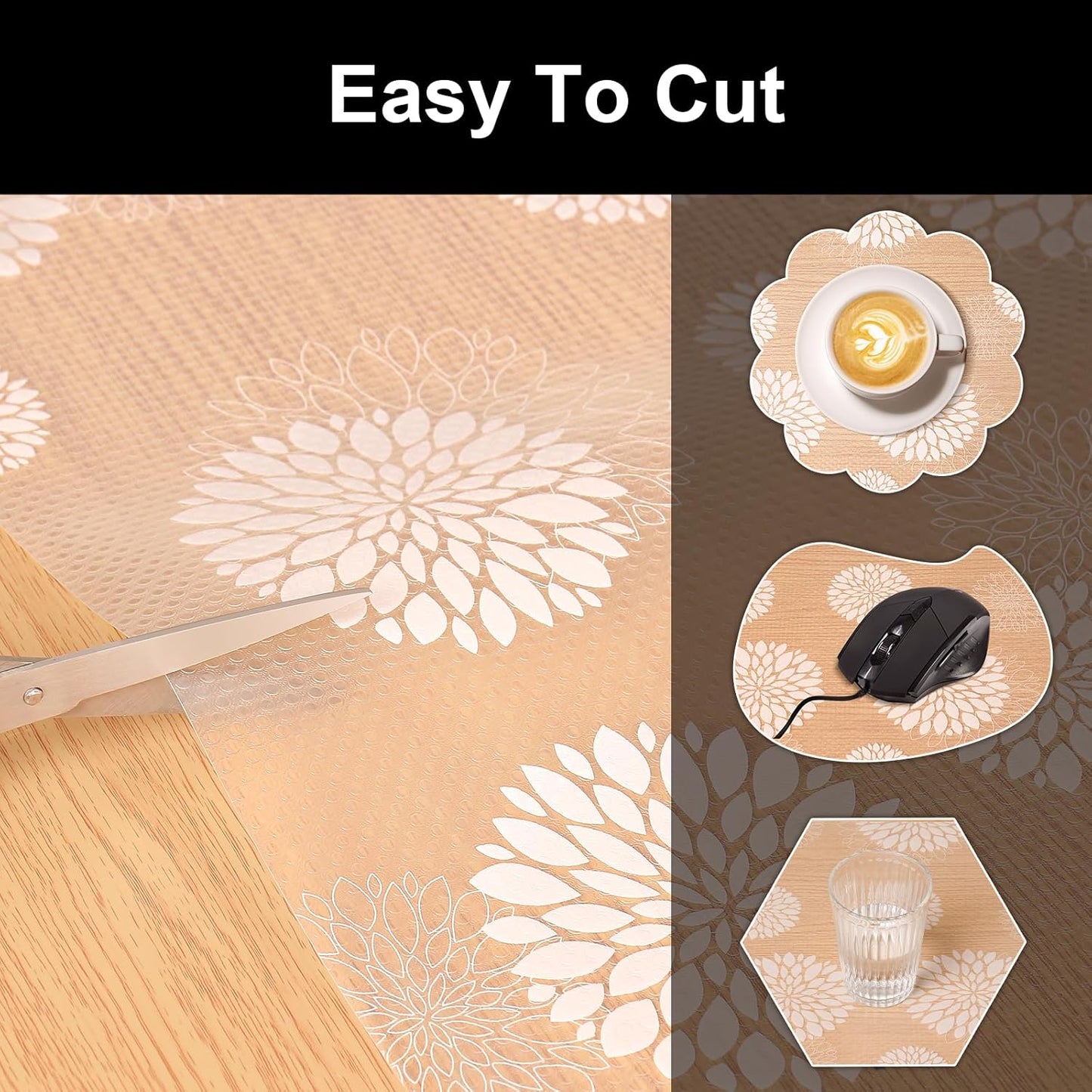 Cooyes Shelf Liners for Kitchen Cabinets Waterproof & Oil-Proof Kitchen Cupboard Mats Non-Slip Drawer Mats EVA Material Non Adhesive Fridge Liner for Shelves