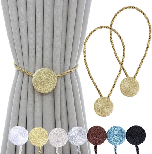 Magnetic Curtain Tiebacks - 12mm Magnetic Tie Backs for Curtains, Heavy Duty No Drill Curtain