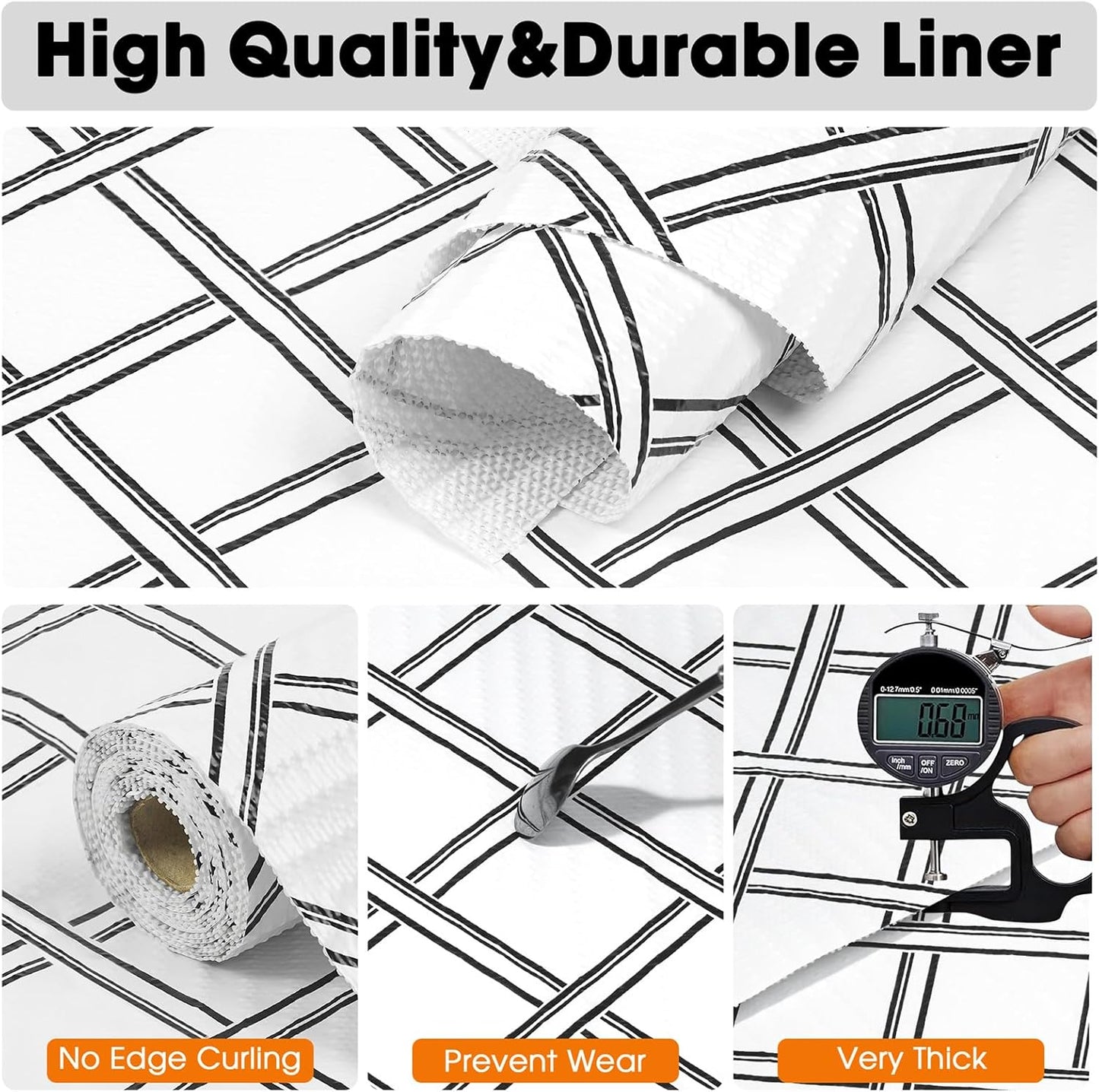 Drawer and Shelf Liner for Kitchen Cabinets Non-Adhesive, Non-Slip Cabinet Liner Shelf Paper Strong Grip Waterproof Easy to Clean for Kitchen Shelves Cupboard,Geometric,12IN X 30FT