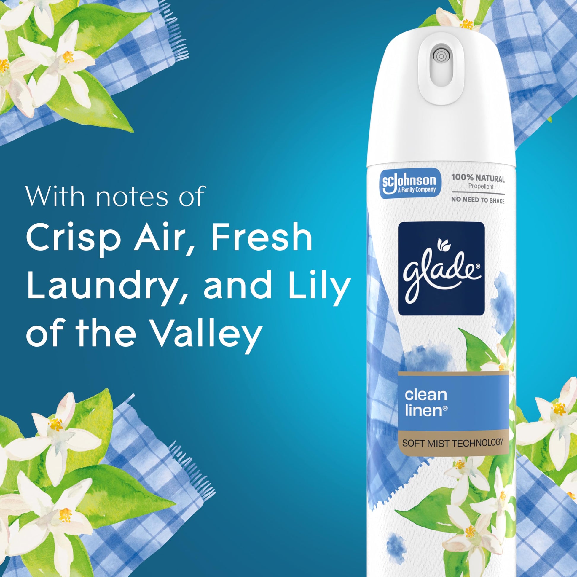 Glade Air Freshener Room Spray, Clean Linen Scent, Odor Fighting to Deliver Long Lasting Freshness