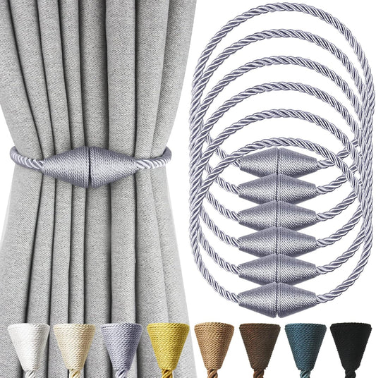 6 Pack Magnetic Curtain Tiebacks Rope Modern Handmade Curtain Tie Backs Decorative Drapes Weave