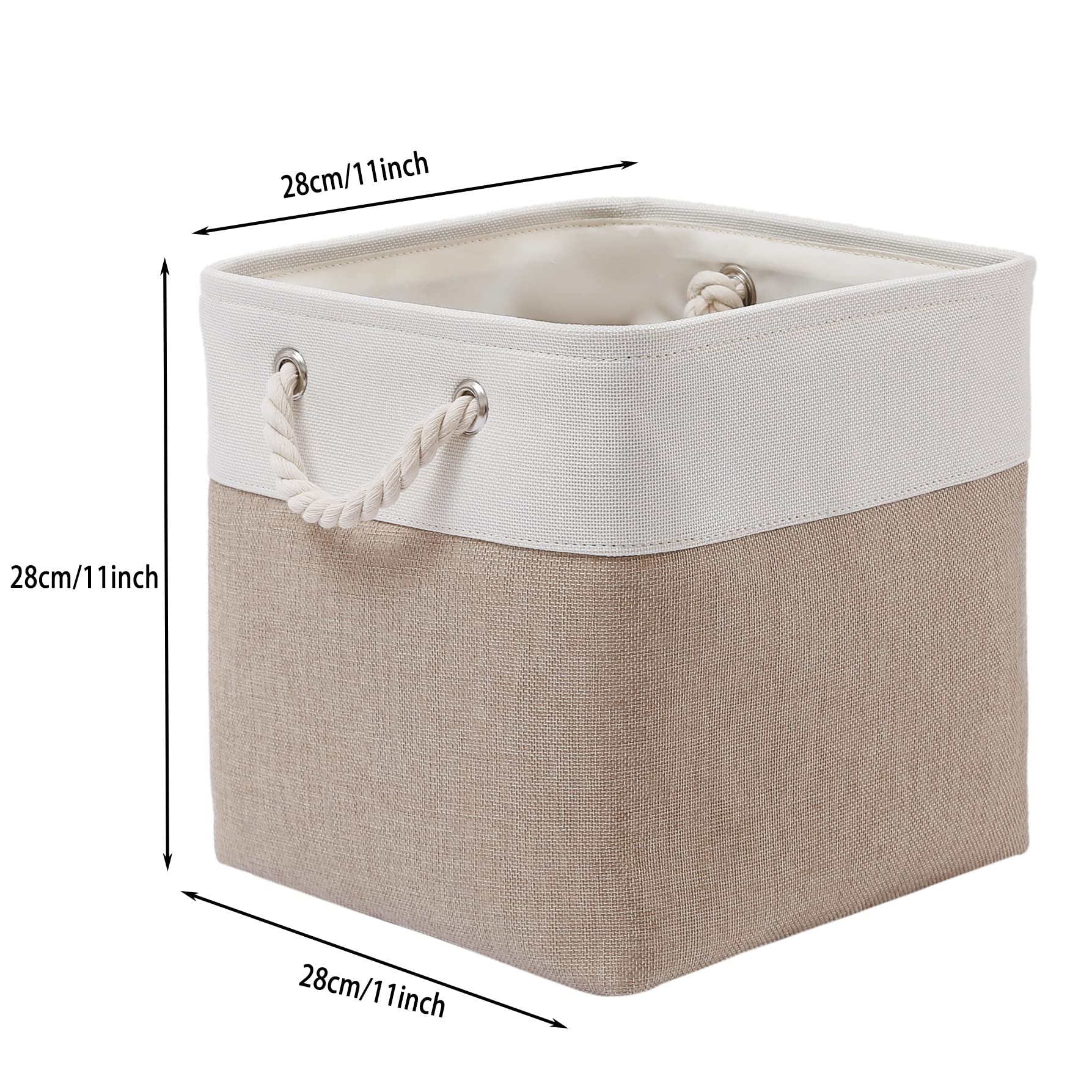 MidmmVick 11 x 11 Inch Cube Storage Bins, 6 Pack Large Collapsible Fabric Storage Bin with Ropes