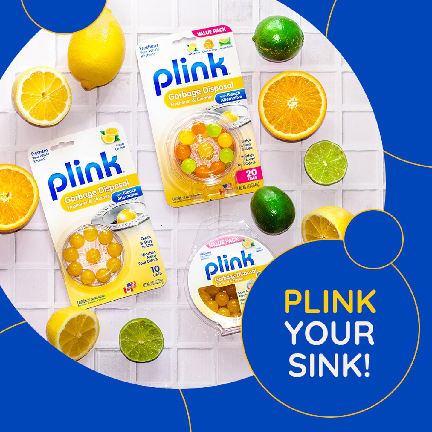 Plink Garbage Disposal Cleaner & Deodorizer, Lemon Freshener, 40 Count