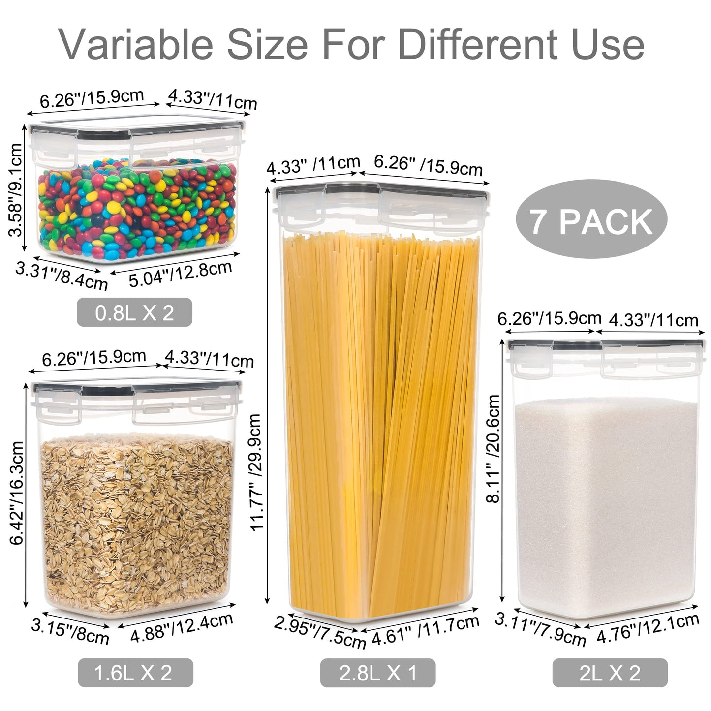 PANTRYSTAR Airtight Food Storage Containers with Lids, 7 PCS