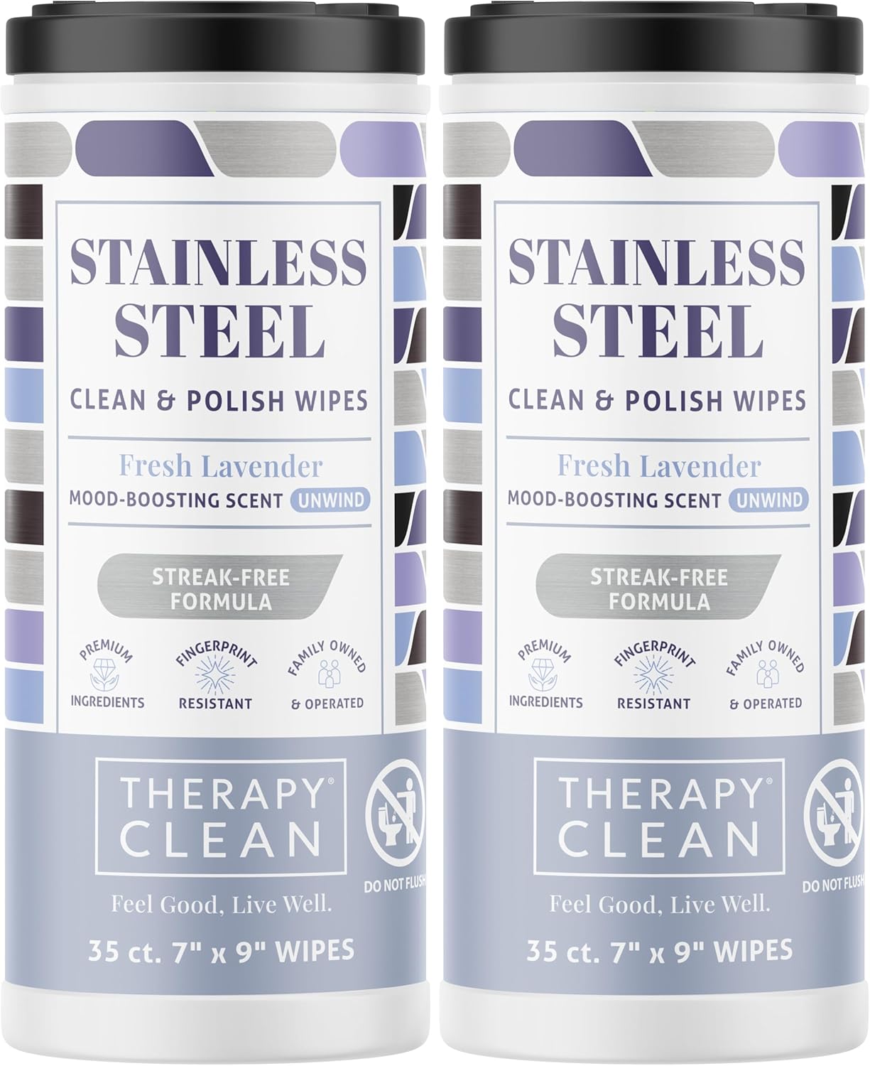 Therapy Stainless Steel Wipes, 30 Count (2 Pack) - Appliance Cleaner for Fridge, Dishwasher, Oven, Stove, Sink, Microwave, and More - Removes Smudges, Fingerprints, and Leaves a Streak-Free Shine