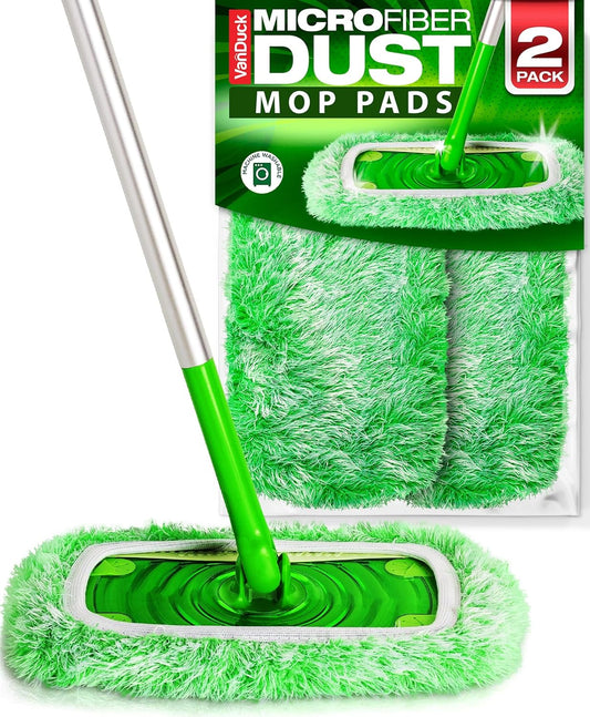 VanDuck Floor Duster Refill Compatible with Swiffer Sweeper Mop (2 Pack) - Microfiber Pet Heavy Duty Dry Cloth Refills - Reusable Mop Pad