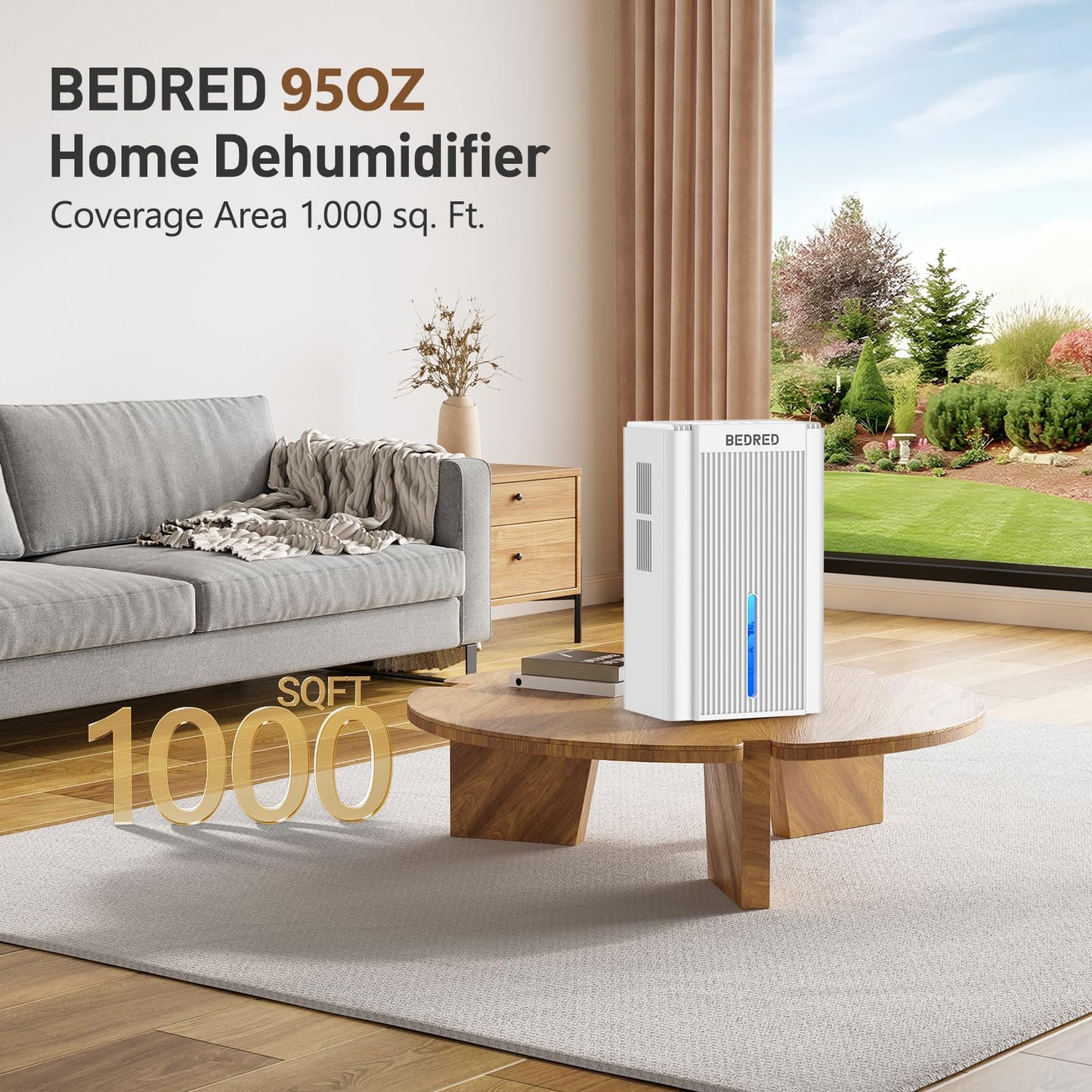 BEDRED Dehumidifier, 95OZ Dehumidifier for Home 1000 sq ft - Quiet with Auto Shut Off & Relaxing 7
