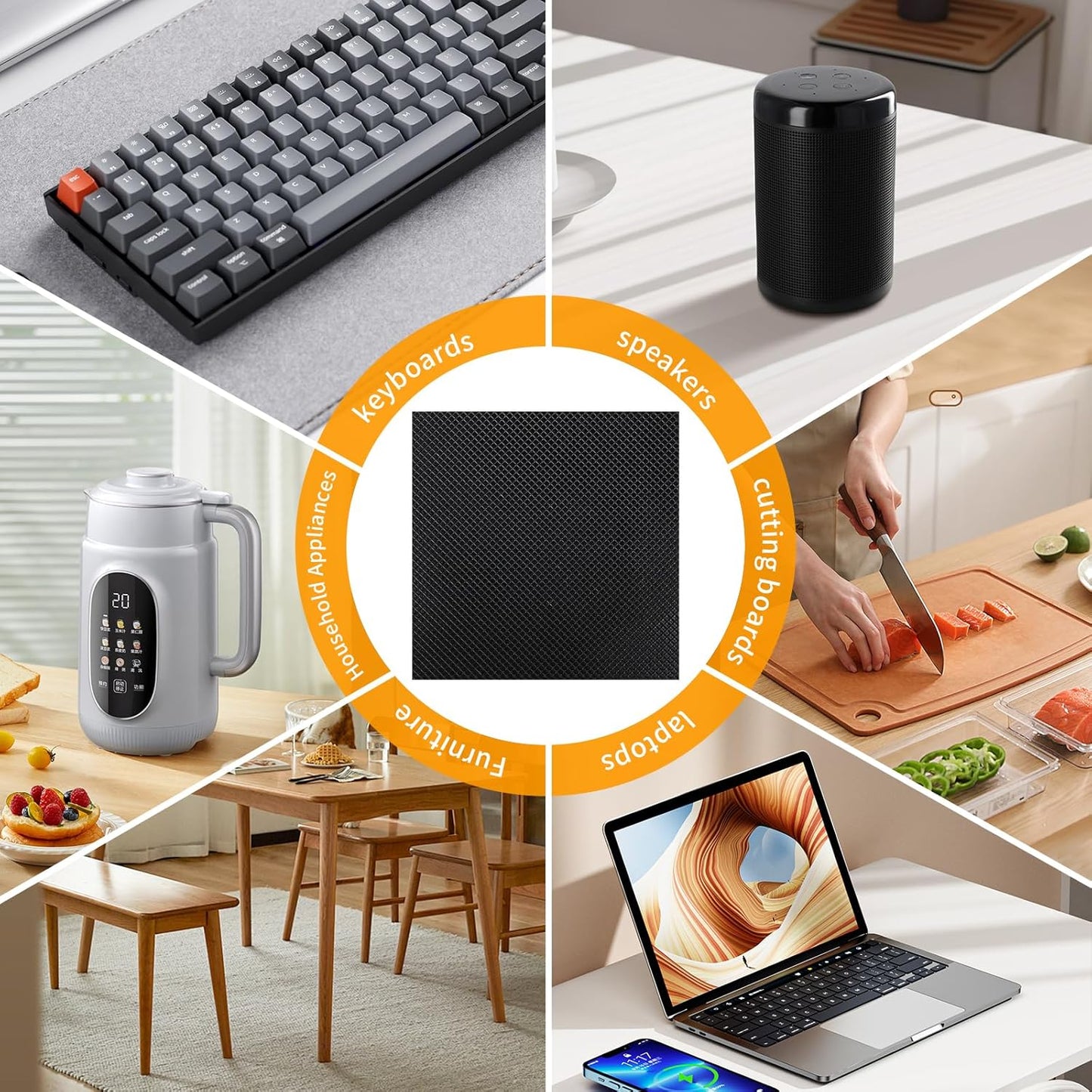 CHUNZEXI Non Slip Furniture Pads 6 PCS 6" x 2", Self Adhesive Rubber Grippers for Furniture Legs, Anti Skid Floor Protectors, Prevent Scratches & Sliding