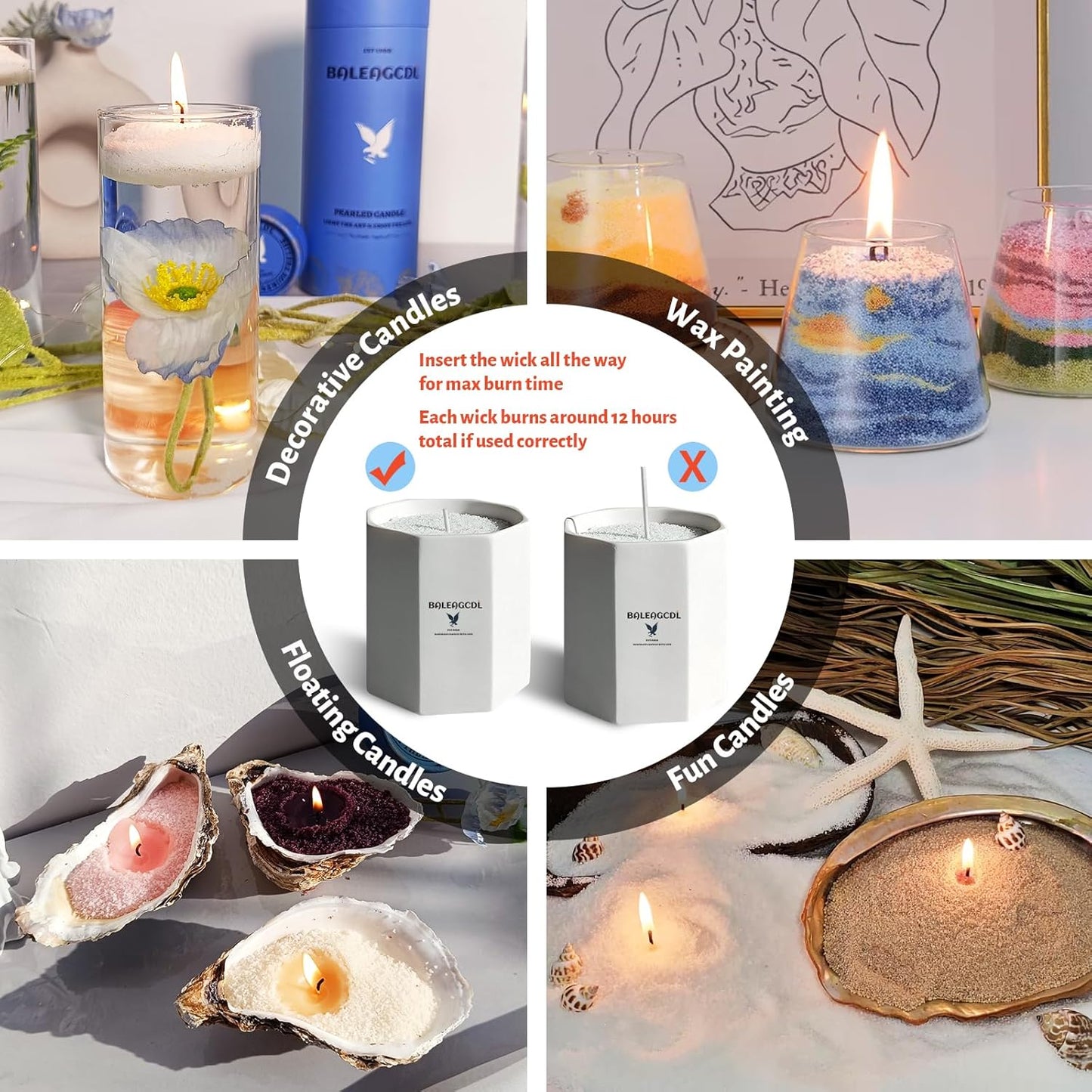 Unscented White Pearled Candle 18oz Luxury Sand Candle Granulated Wax - 30 Cotton Wicks – Wax for Candle Making Decorative Candles Smooth and Clean Burning Lasts up to 120 Hours