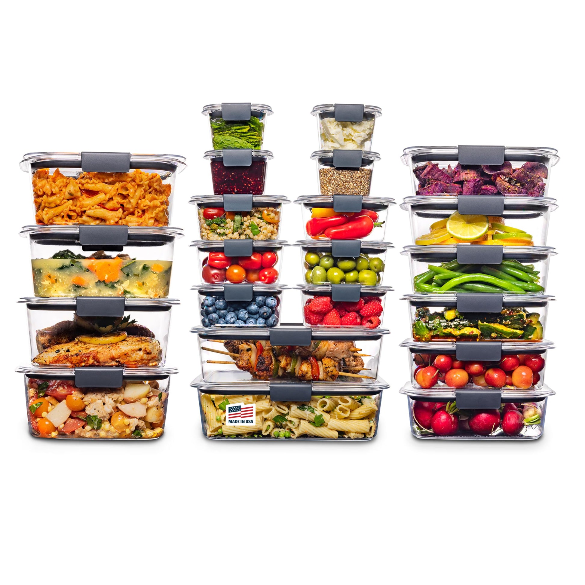 Rubbermaid Brilliance BPA Free 44-Piece Food Storage Containers Set Airtight Leak-Proof with Lids