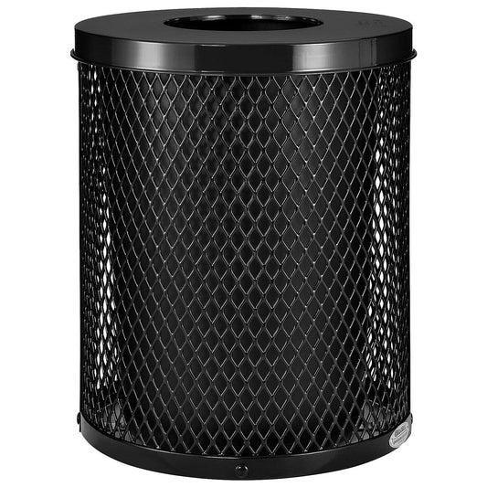 Global Industrial Outdoor Diamond Steel Trash Can with Flat Lid and Plastic Liner, 36 Gallon