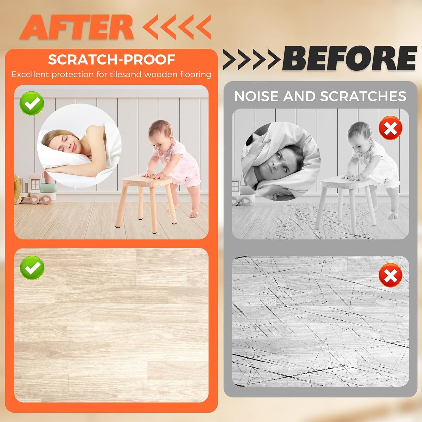 Felt Furniture Pads 120 PCS, Non Slip Self Adhesive Felt Pads Chair Leg Floor Protectors for Furniture Feet Wood Hardwood Floors, 1 inch Round, Black