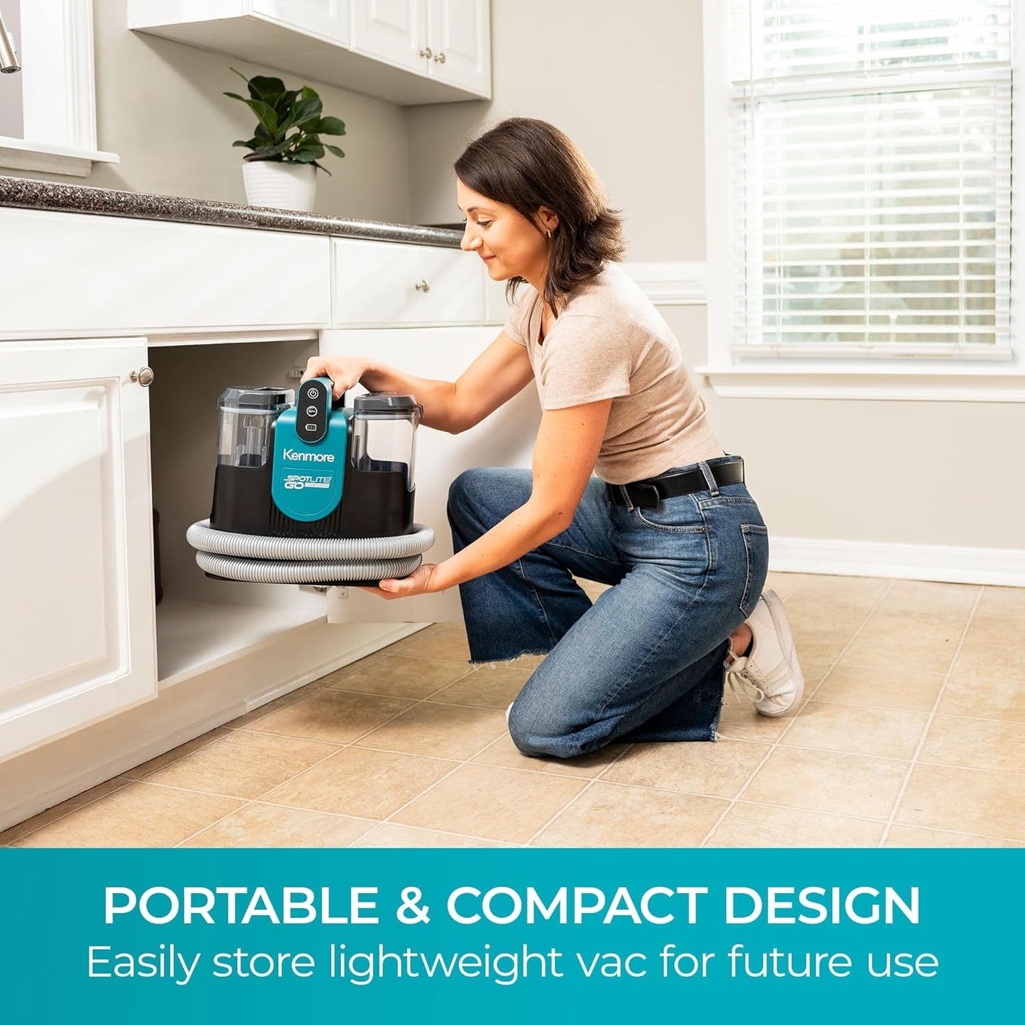 Kenmore KW1090 SpotLite Go 24V Cordless Brushless Portable Carpet Spot Cleaner, 16Kpa Power Suction, 55Mins Runtime with Hose Cleaning Tool for Pets, Area Rugs & Couches