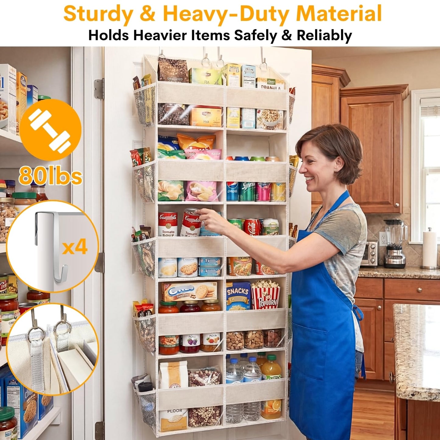 Ofiray-home Over the Door Organizer 5 Tiers,Extra Large Behind Door Storage of 10 Compartments,80